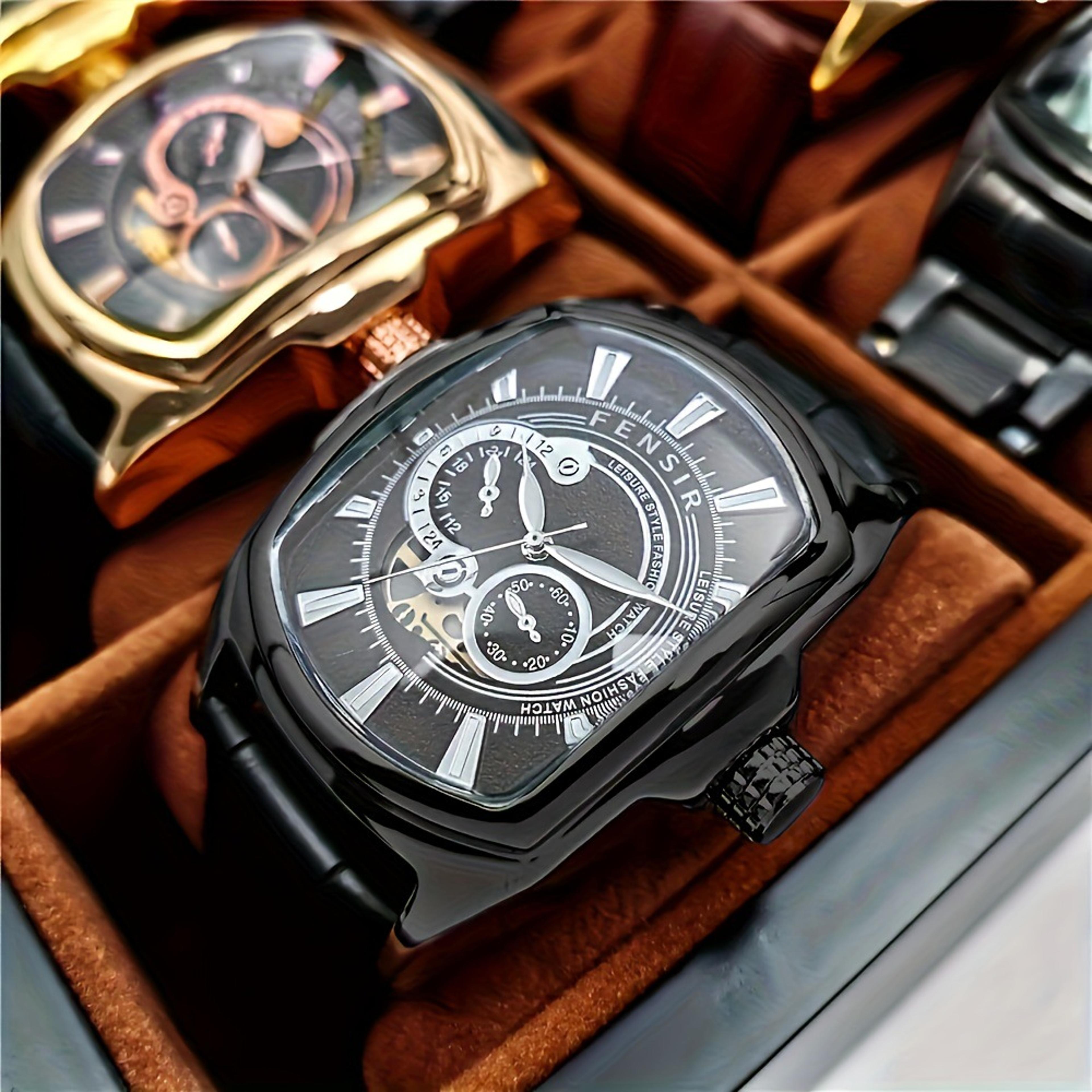 creative decorative dial mens quartz watch water resistant leather strap dress watch