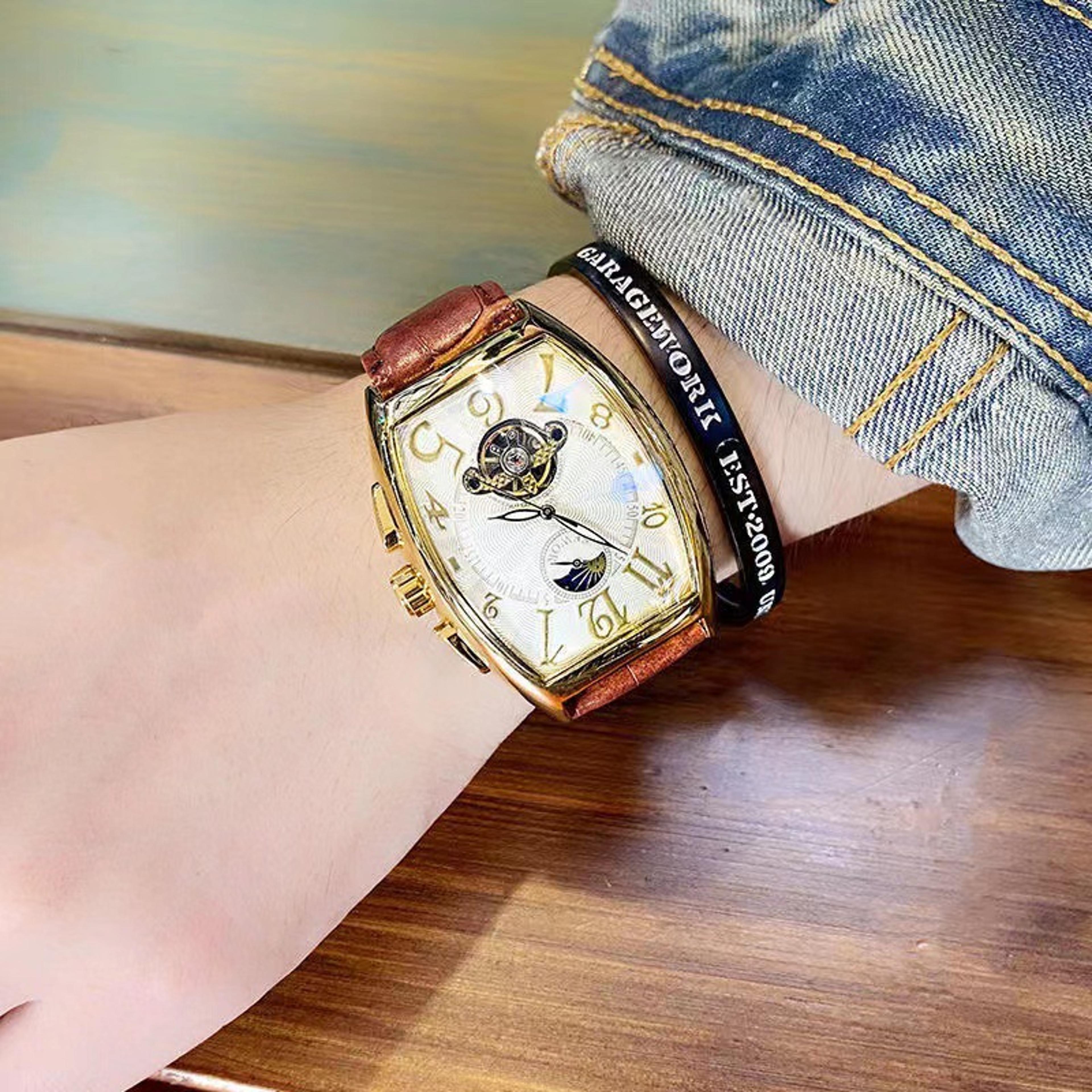 skeleton automatic mechanical watch for men business statement timepiece