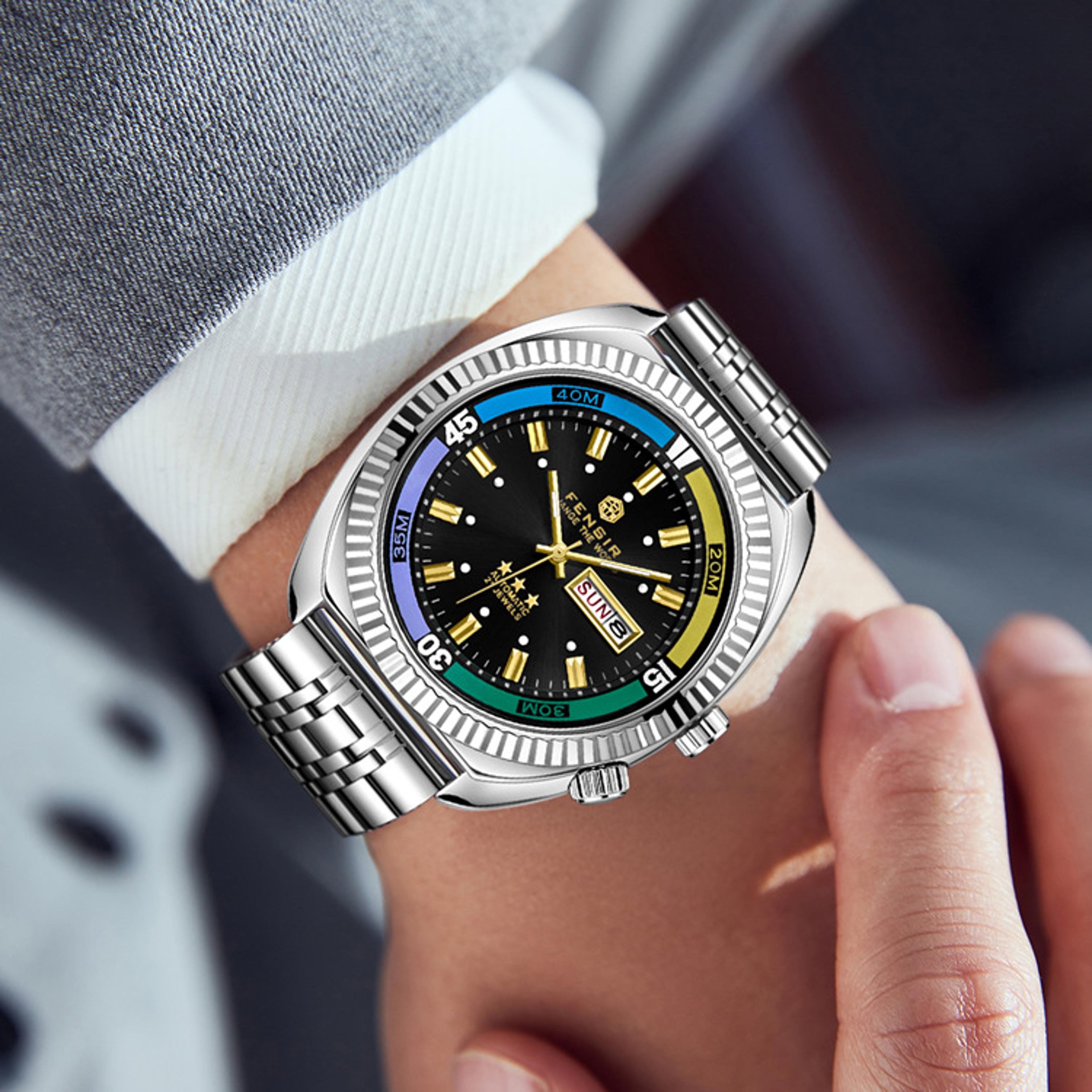 skeleton dial quartz watch for men classic steel fashion wristwatch