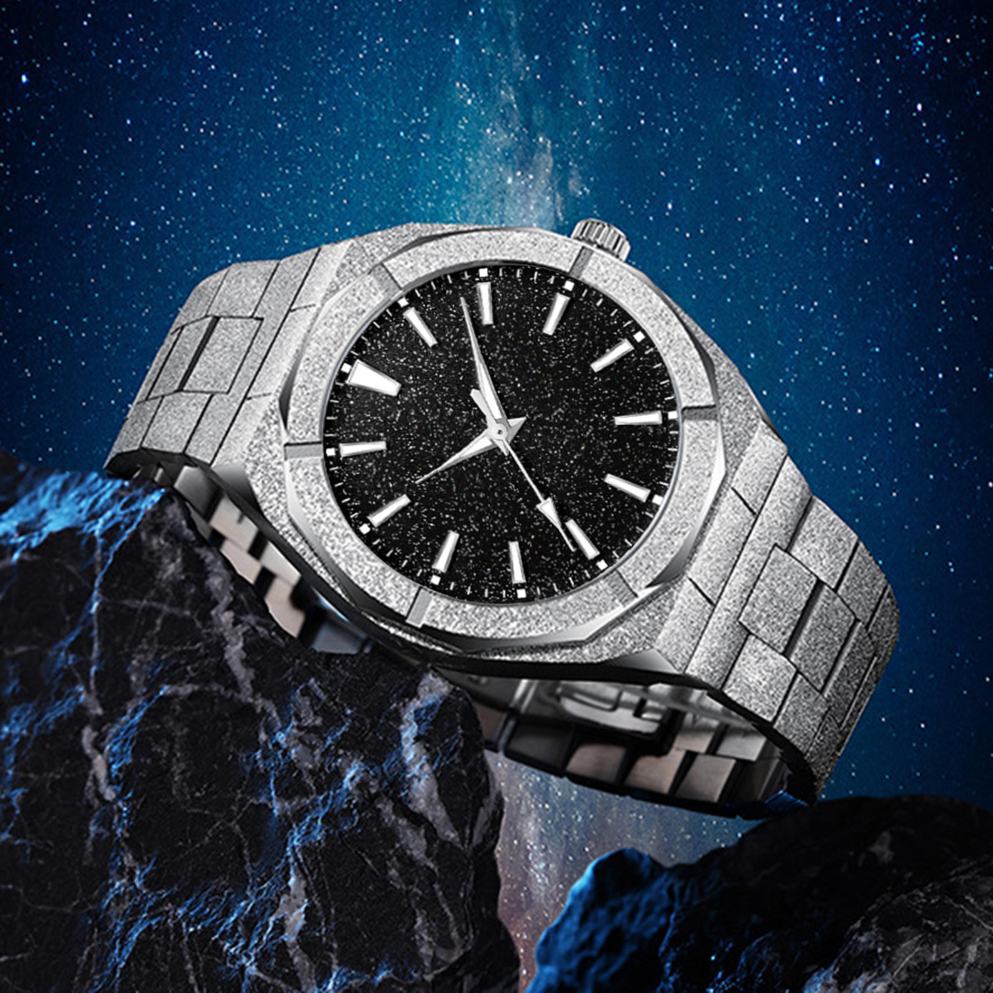 frosted steel creative dial quartz watch for men