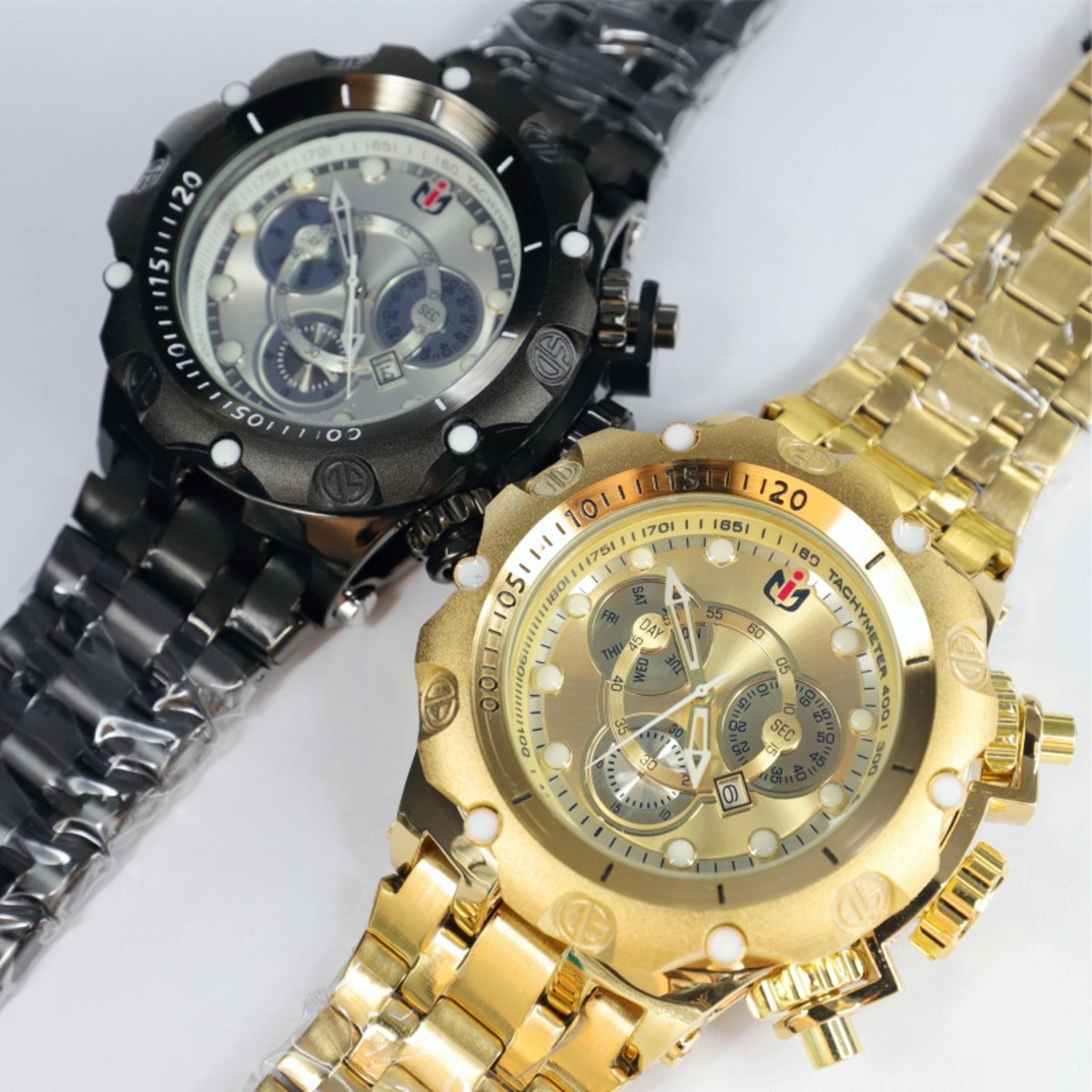 mens luminous quartz watch stainless steel business wristwatch with decorative subdials