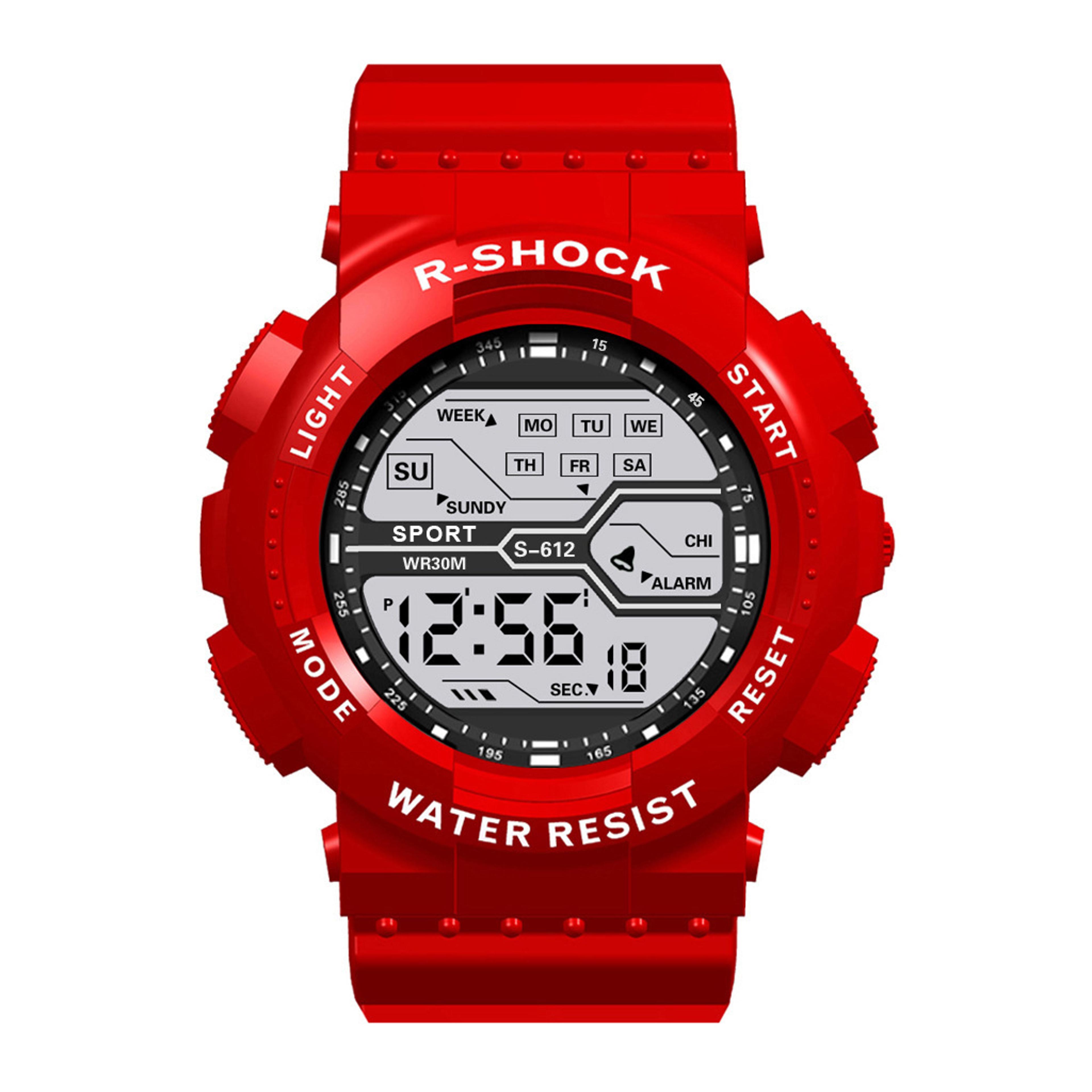 mens digital sports watch waterproof military watch with large led display
