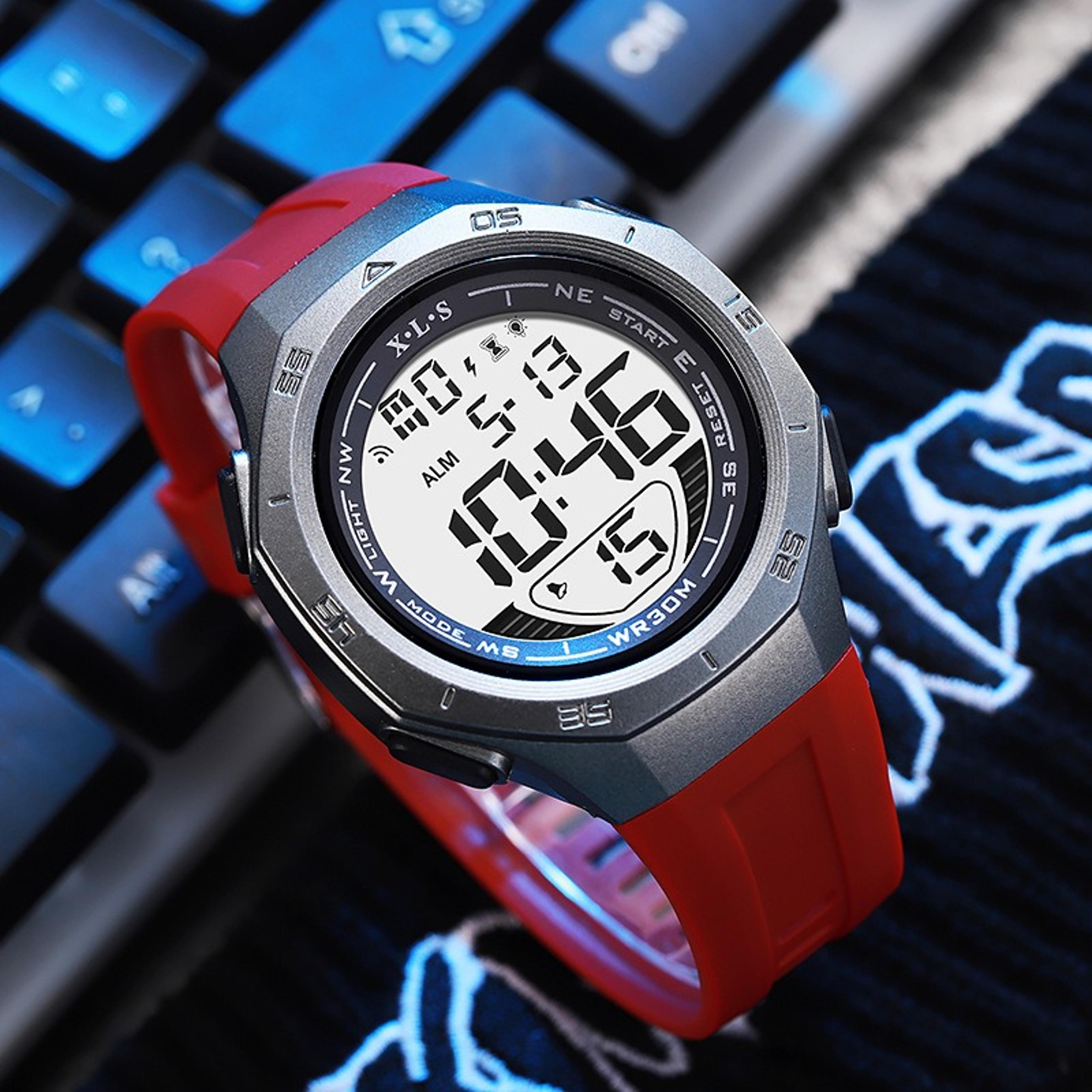 waterproof led digital sports watch for men teens with stopwatch alarm and luminous display