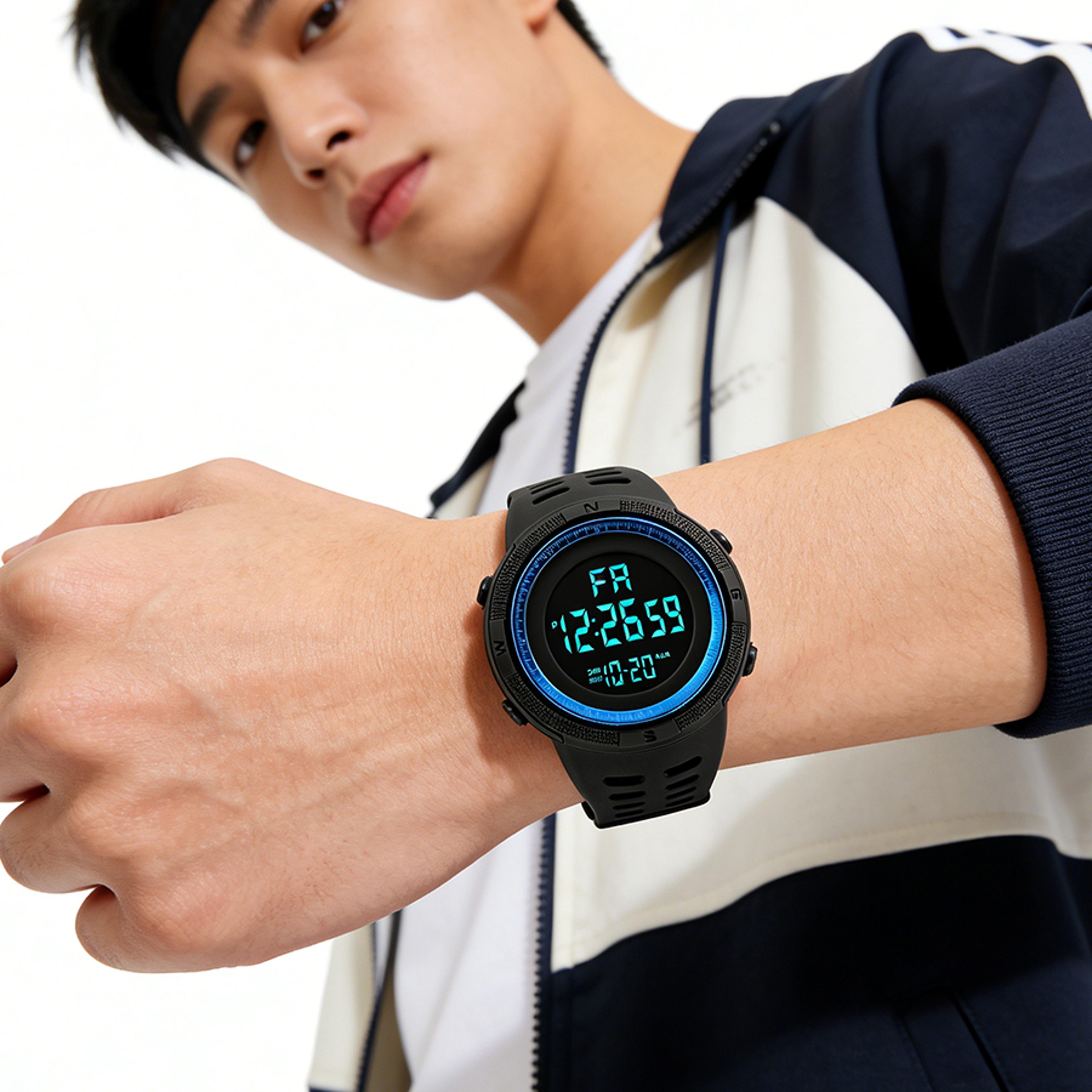 military digital sports watch for men waterproof multifunction electronic wristwatch