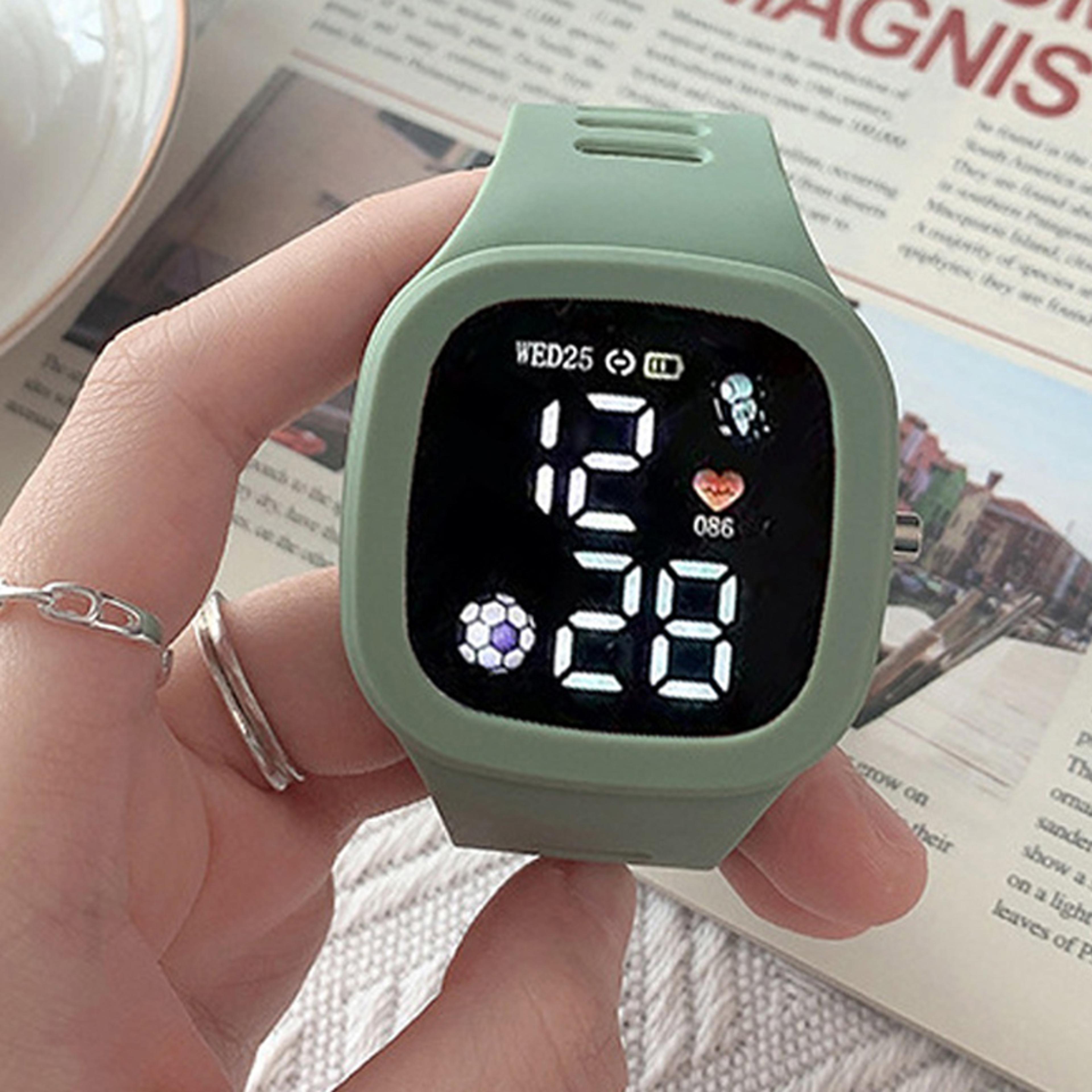 large dial led digital sports watch with silicone strap for men women and kids