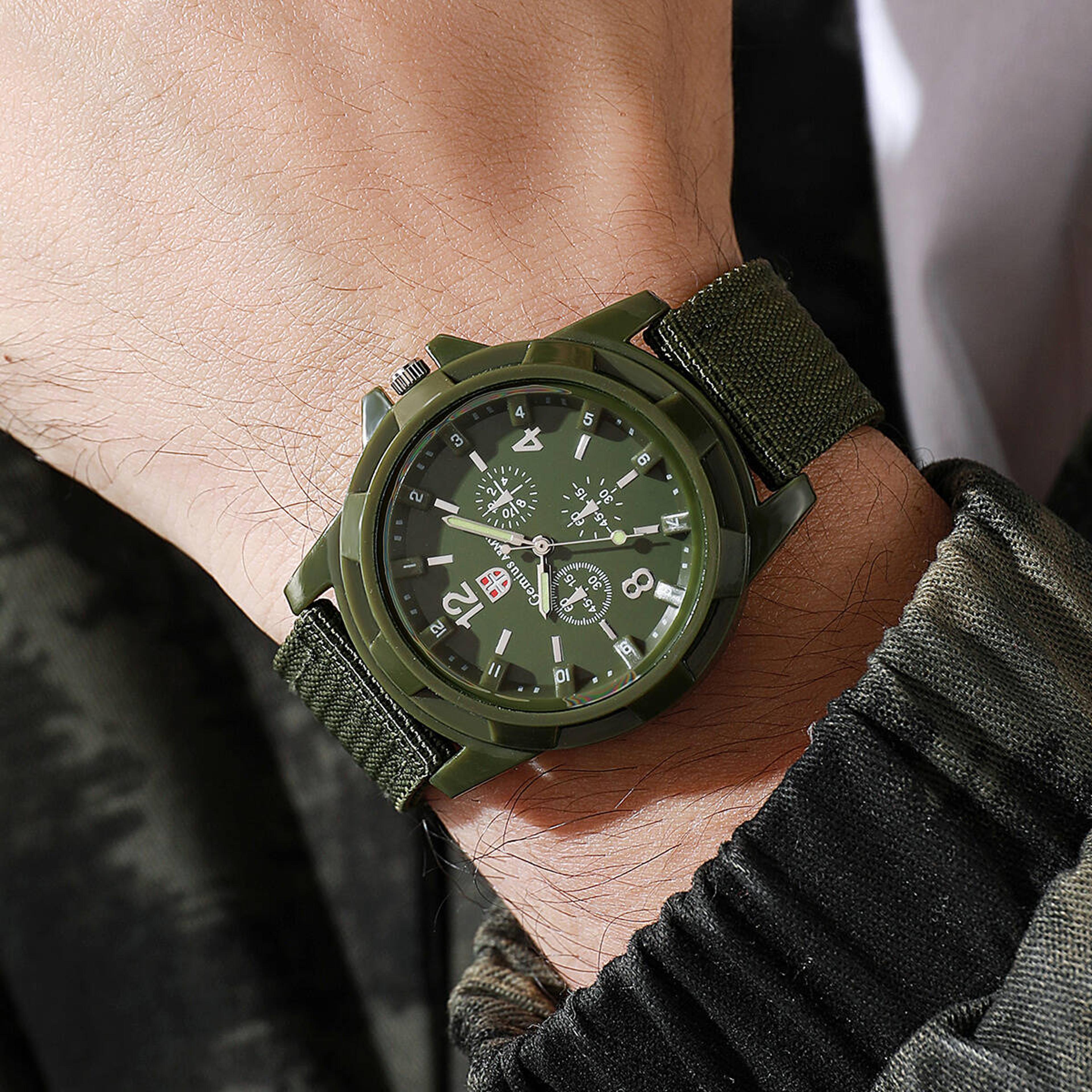 mens military quartz watch nylon strap casual sport wristwatch