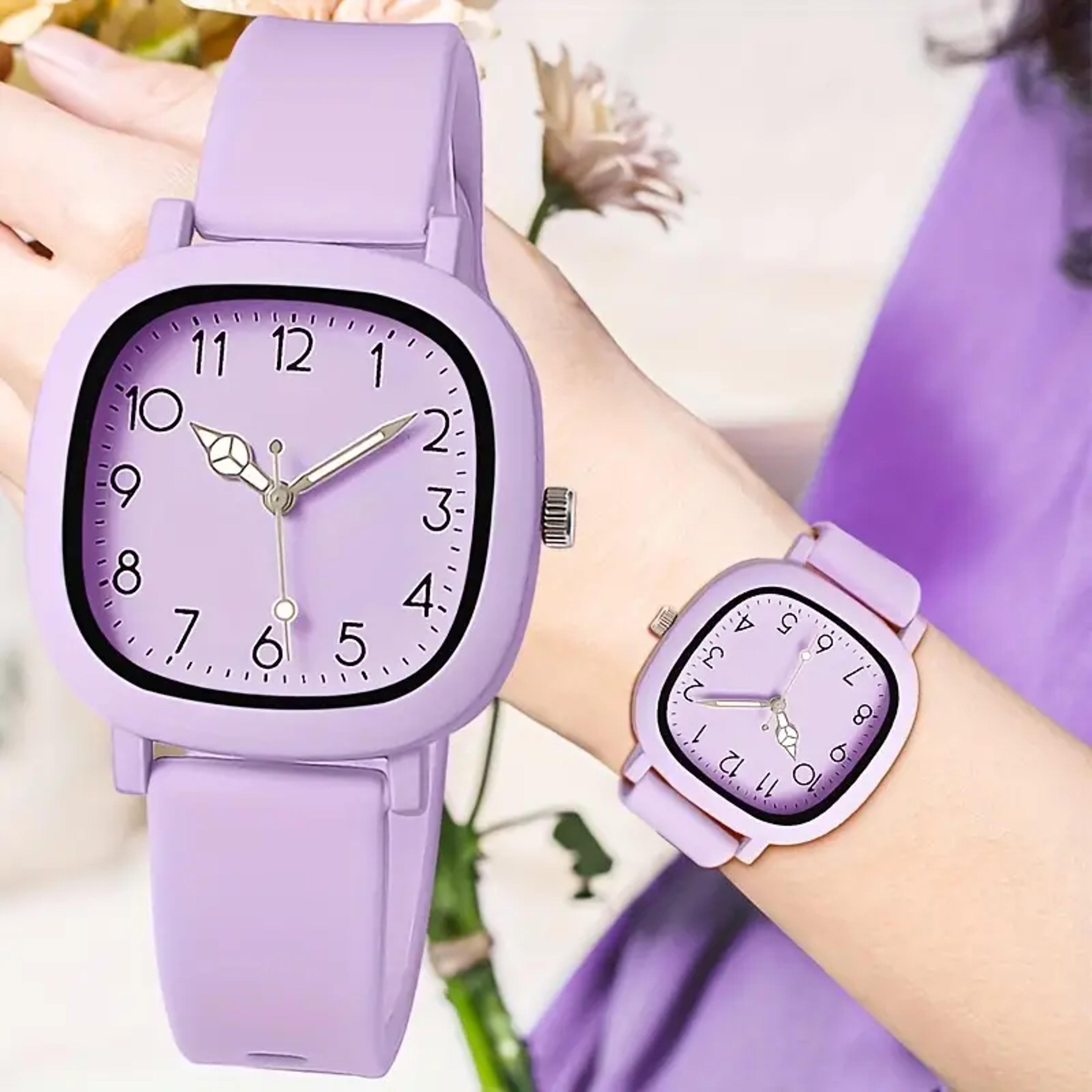 candy color square dial women watch silicone strap quartz wristwatch