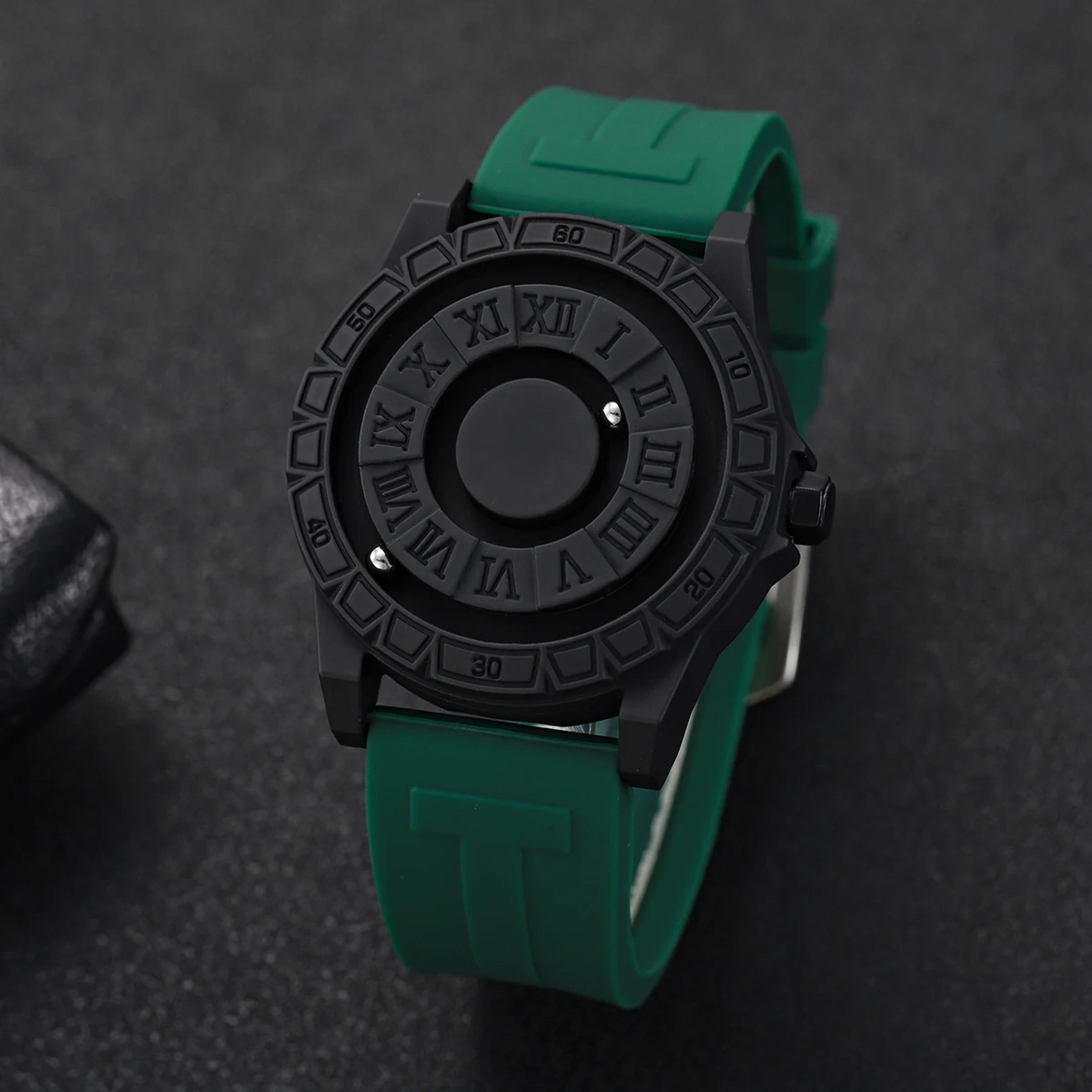 magnetic suspension mens quartz watch roman dial silicone strap wristwatch