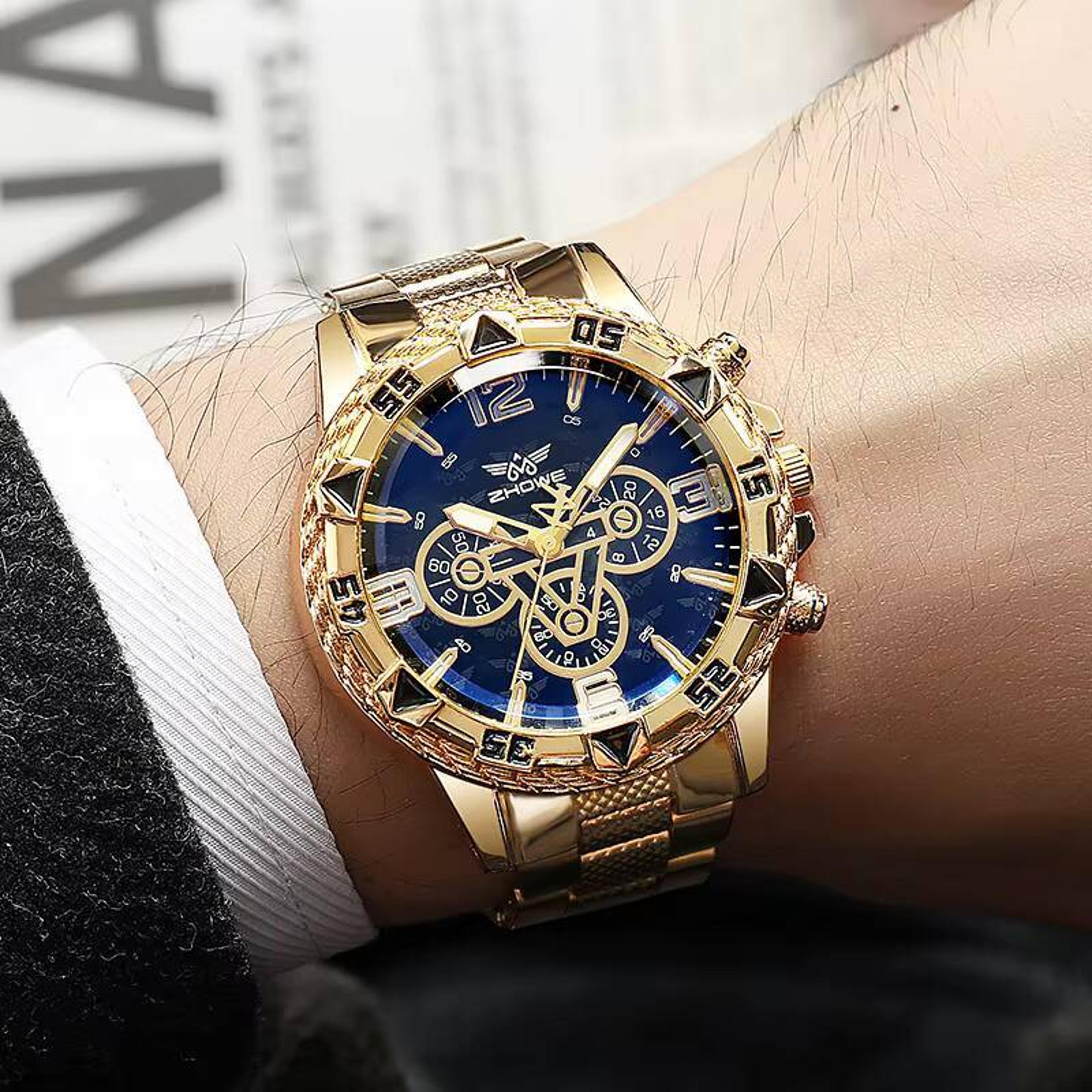 luxury large dial mens quartz watch for business and casual style