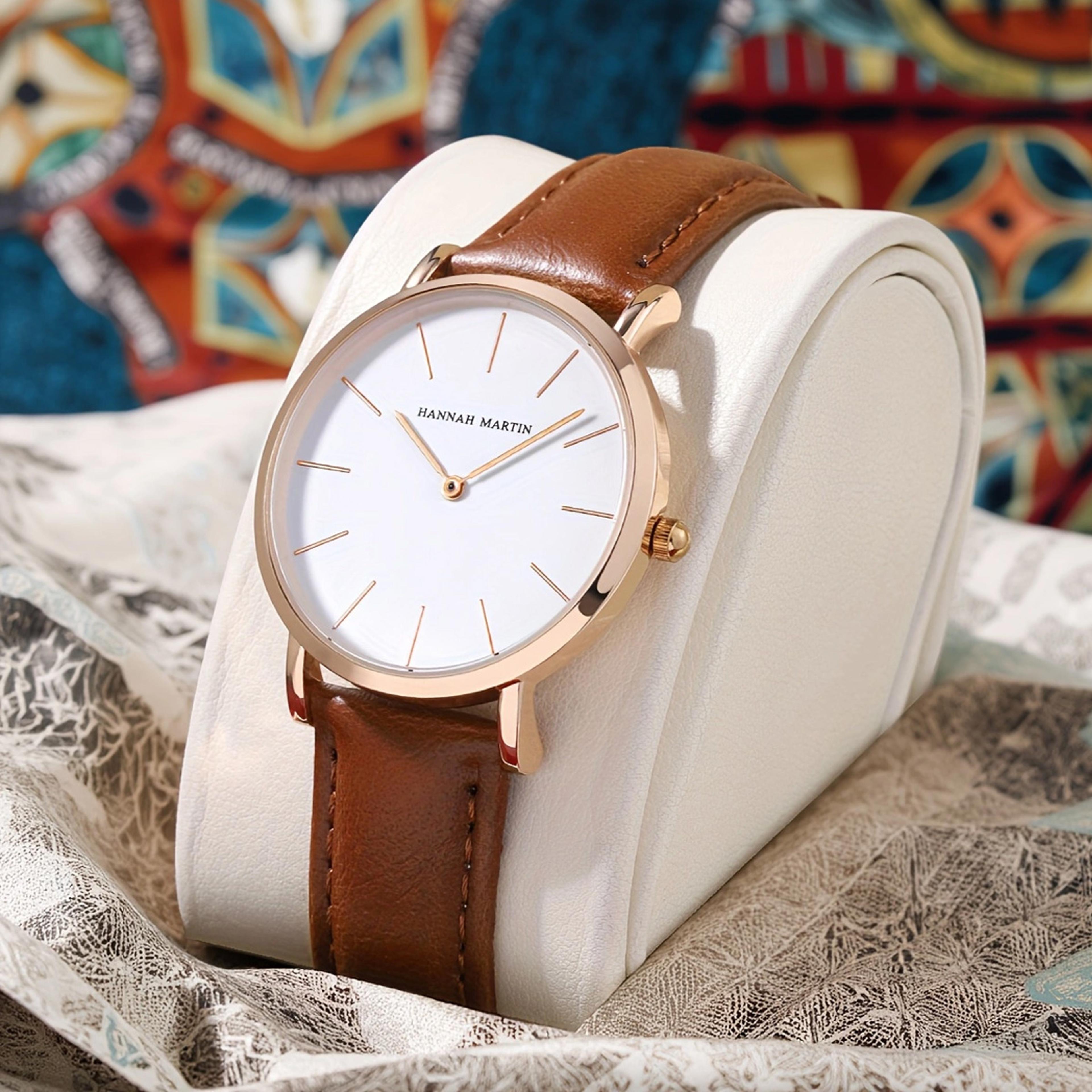 elegant rose gold womens watch ultra thin waterproof leather wristwatch