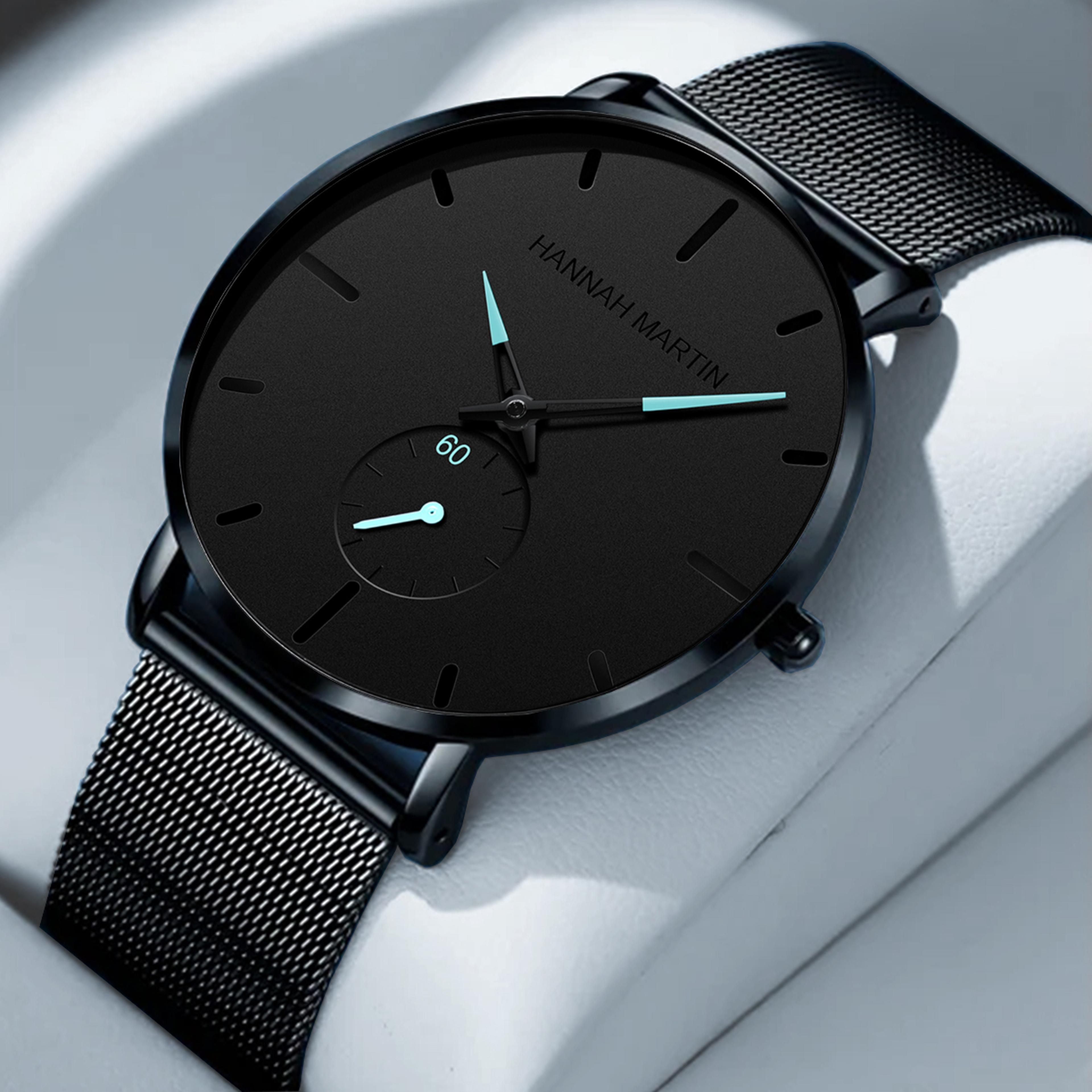 martin blue black dial mens quartz watch stainless steel casual sports watch