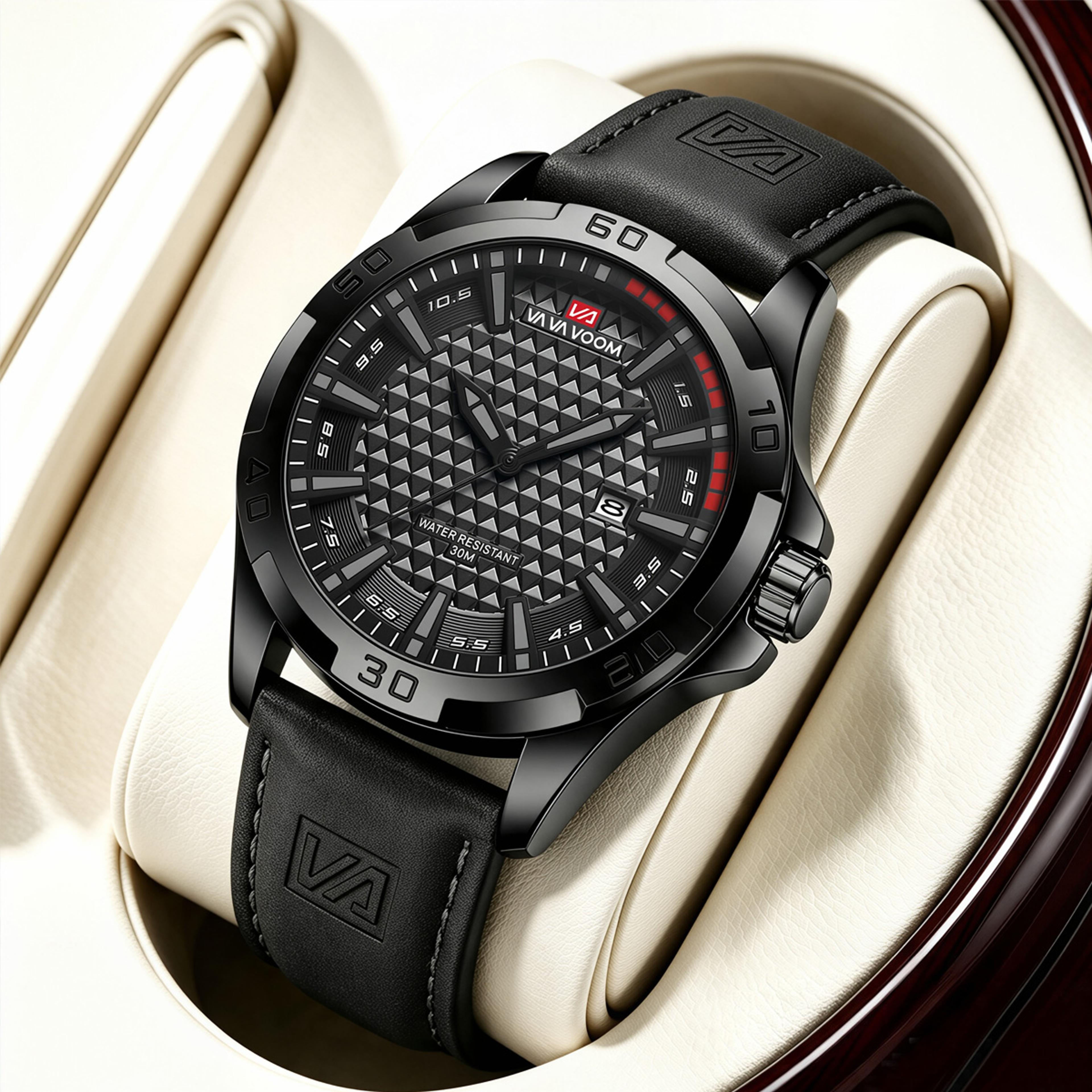 mens military quartz watch waterproof leather calendar business sport wristwatch