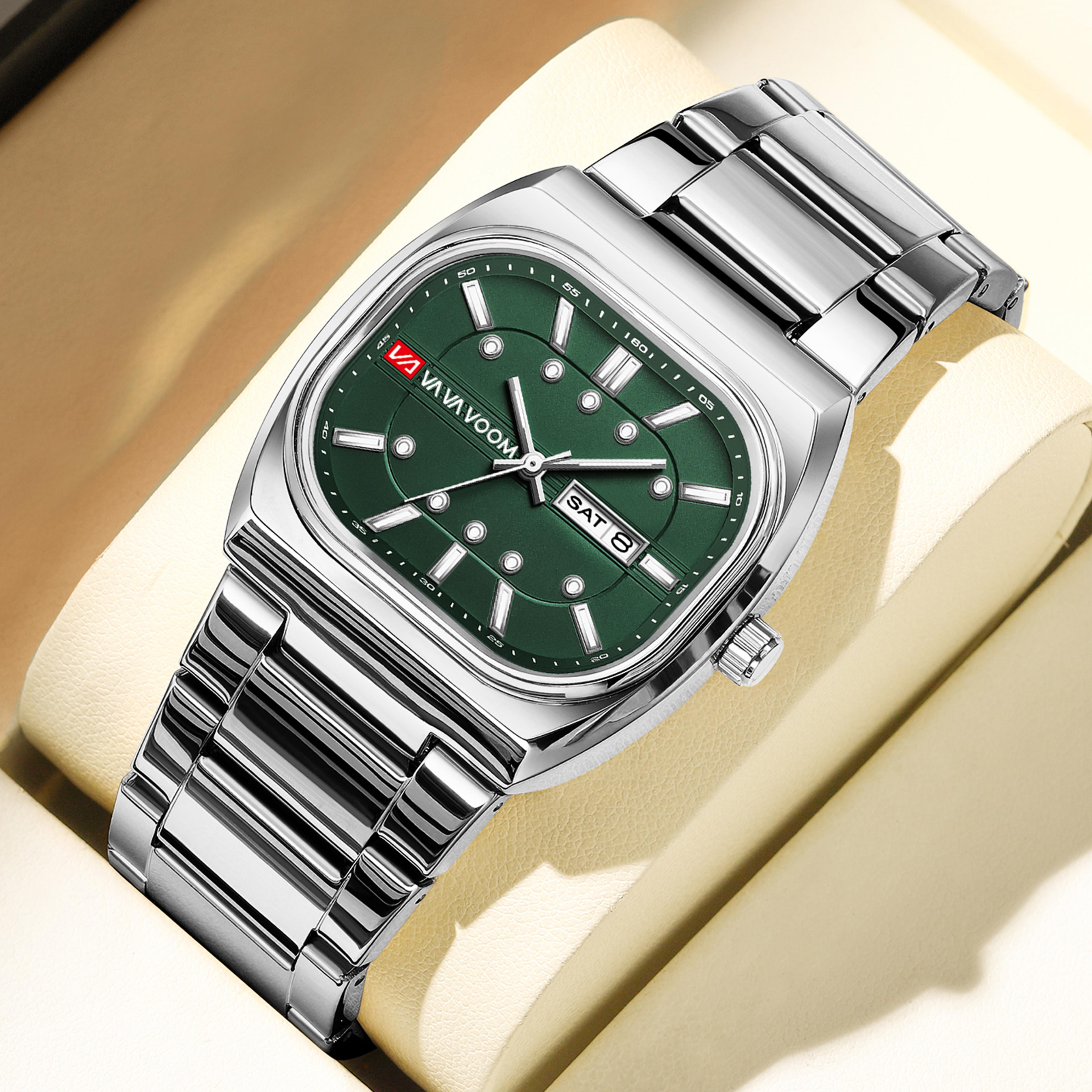 rectangular mens quartz watch stainless steel business watch