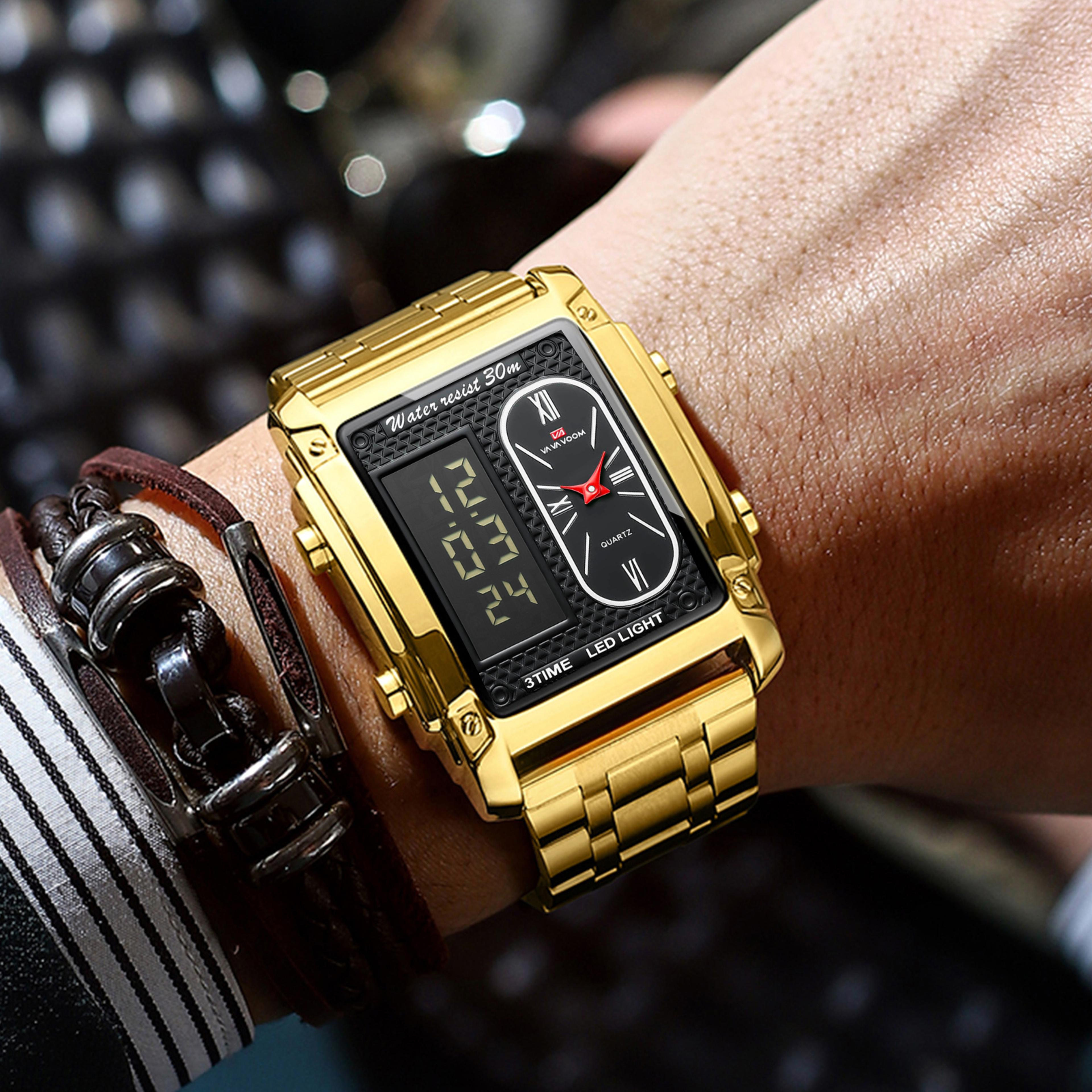 stainless steel led digital quartz watch waterproof sports business watch for men