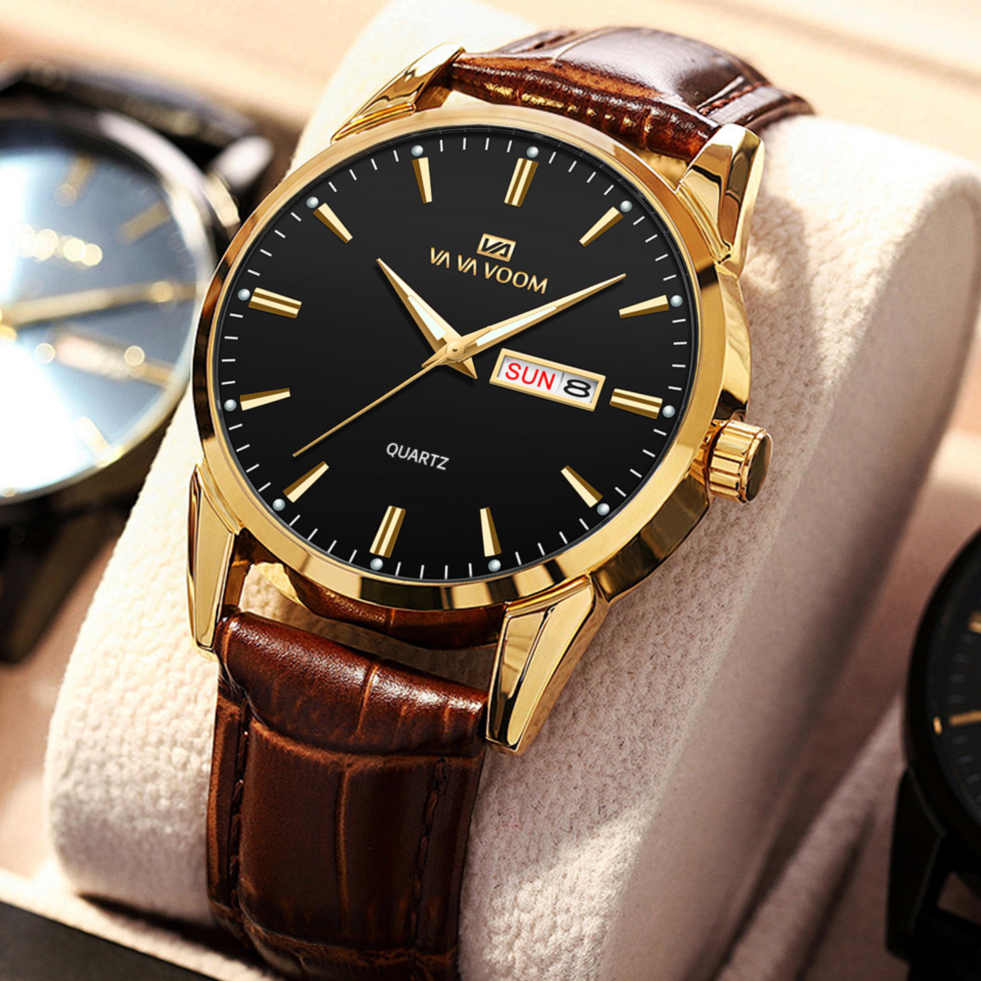 classic british mens business watch leather quartz luminous waterproof wristwatch