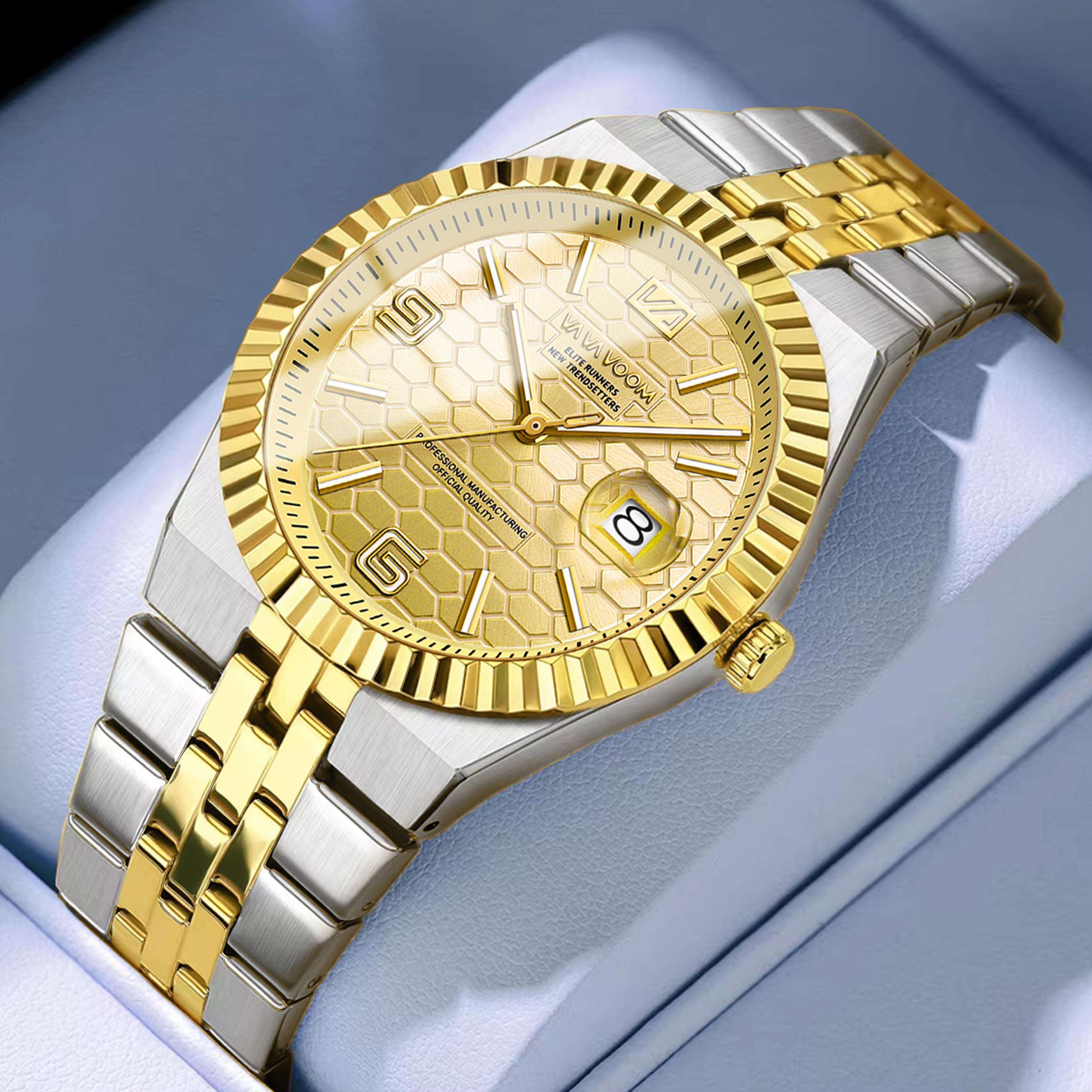 honeycomb dial mens stainless steel watch waterproof luminous business wristwatch