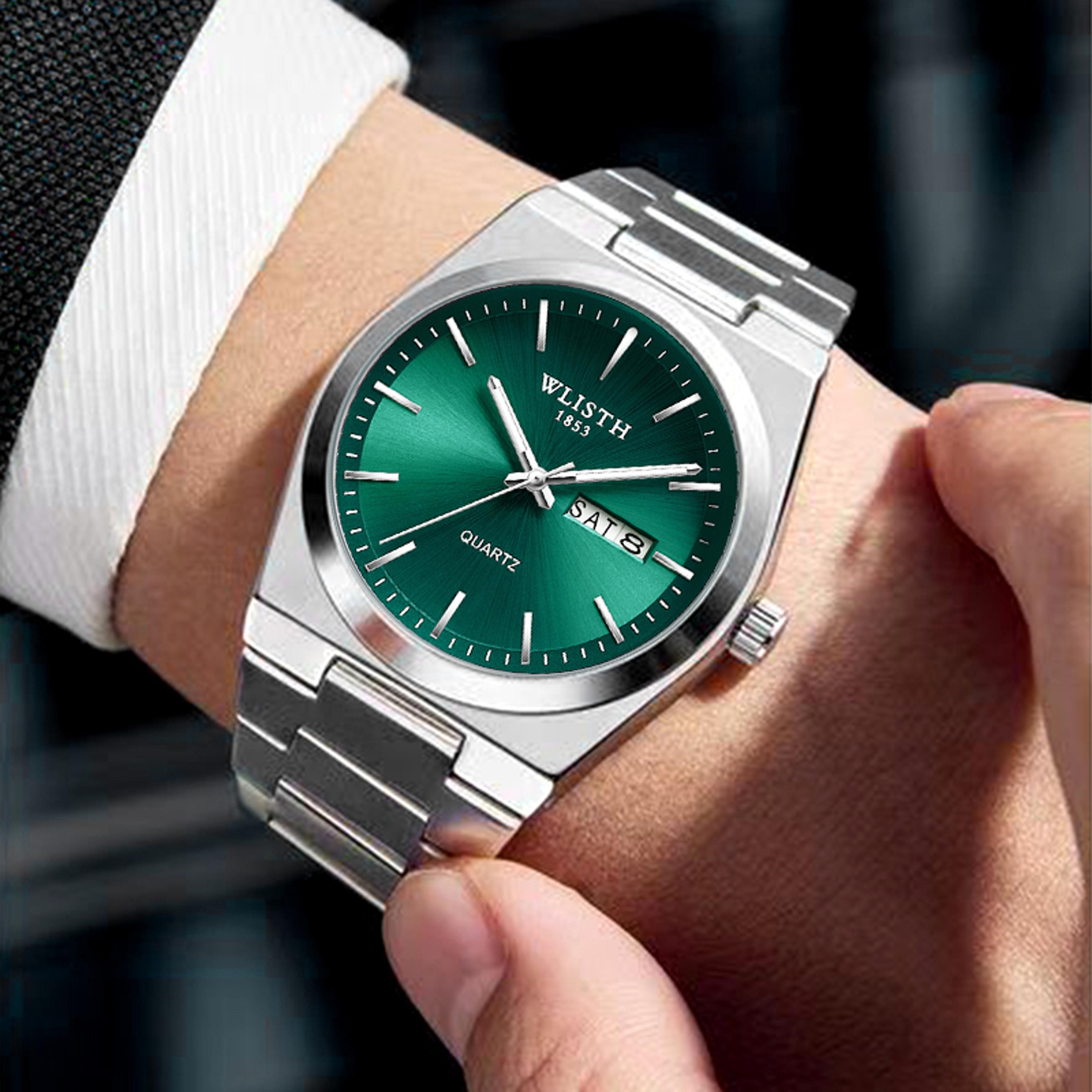 luxury mens quartz watch stainless steel luminous day date watch