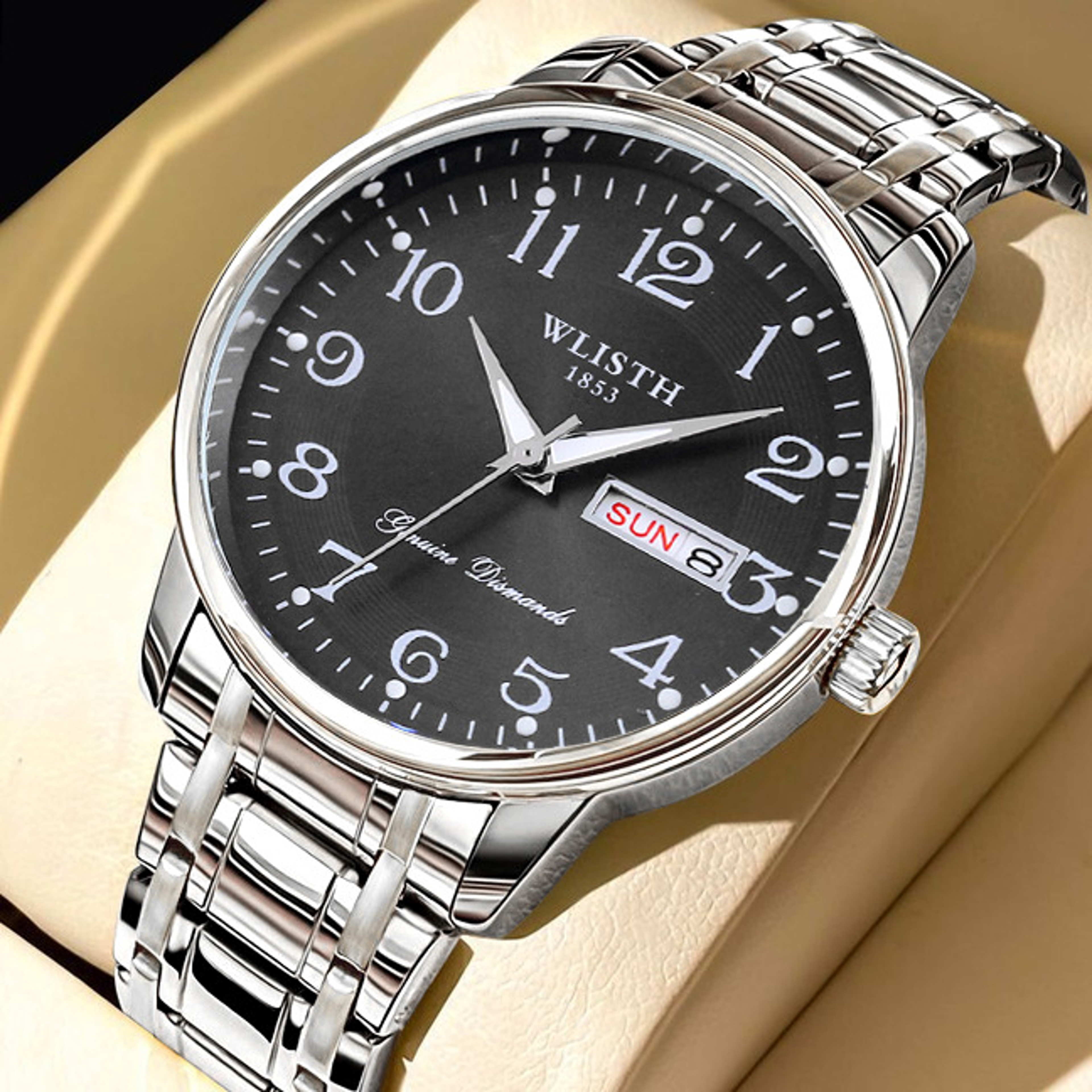 easy read digital quartz watch night light calendar waterproof senior wristwatch