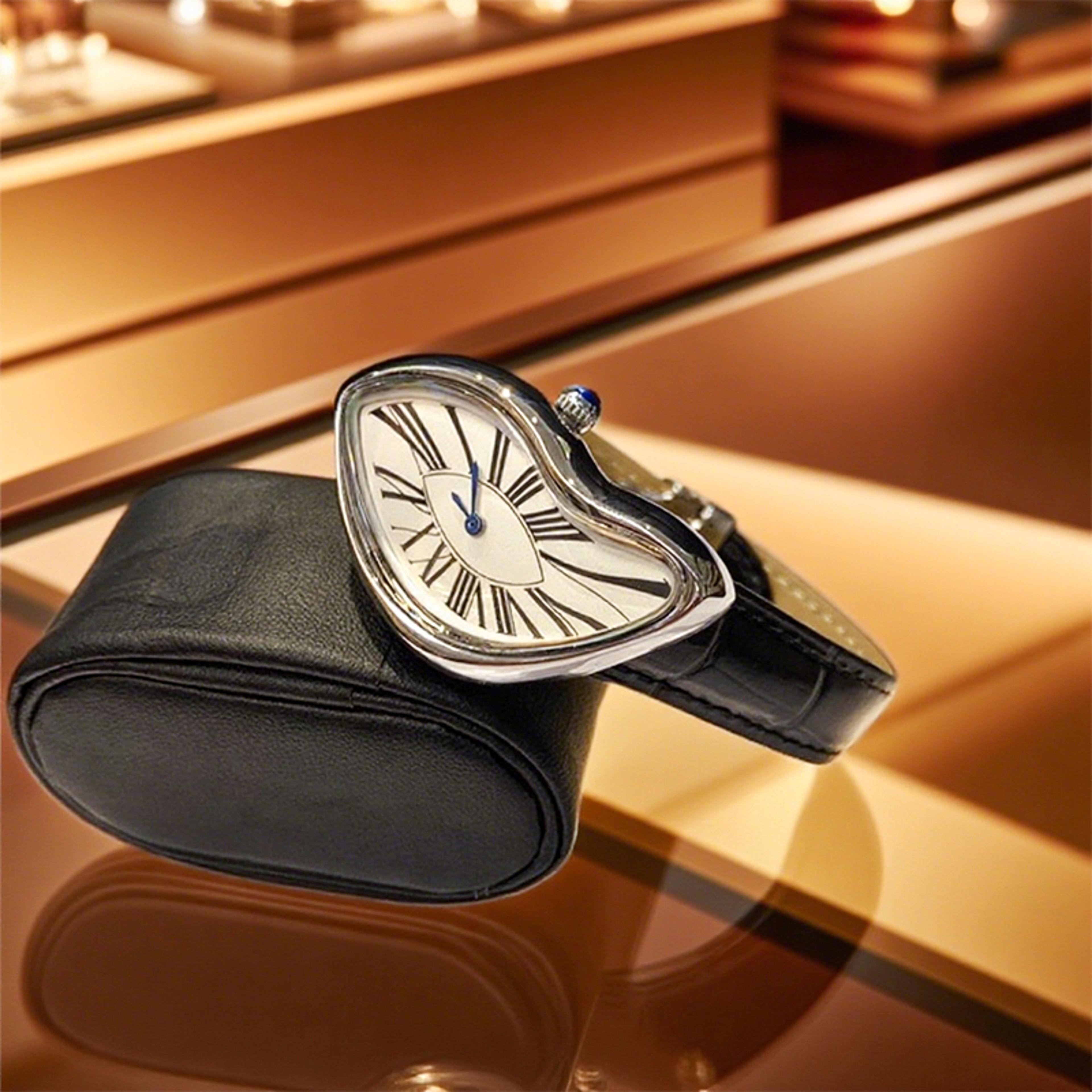 melted watch irregular quartz watch with retro leather strap