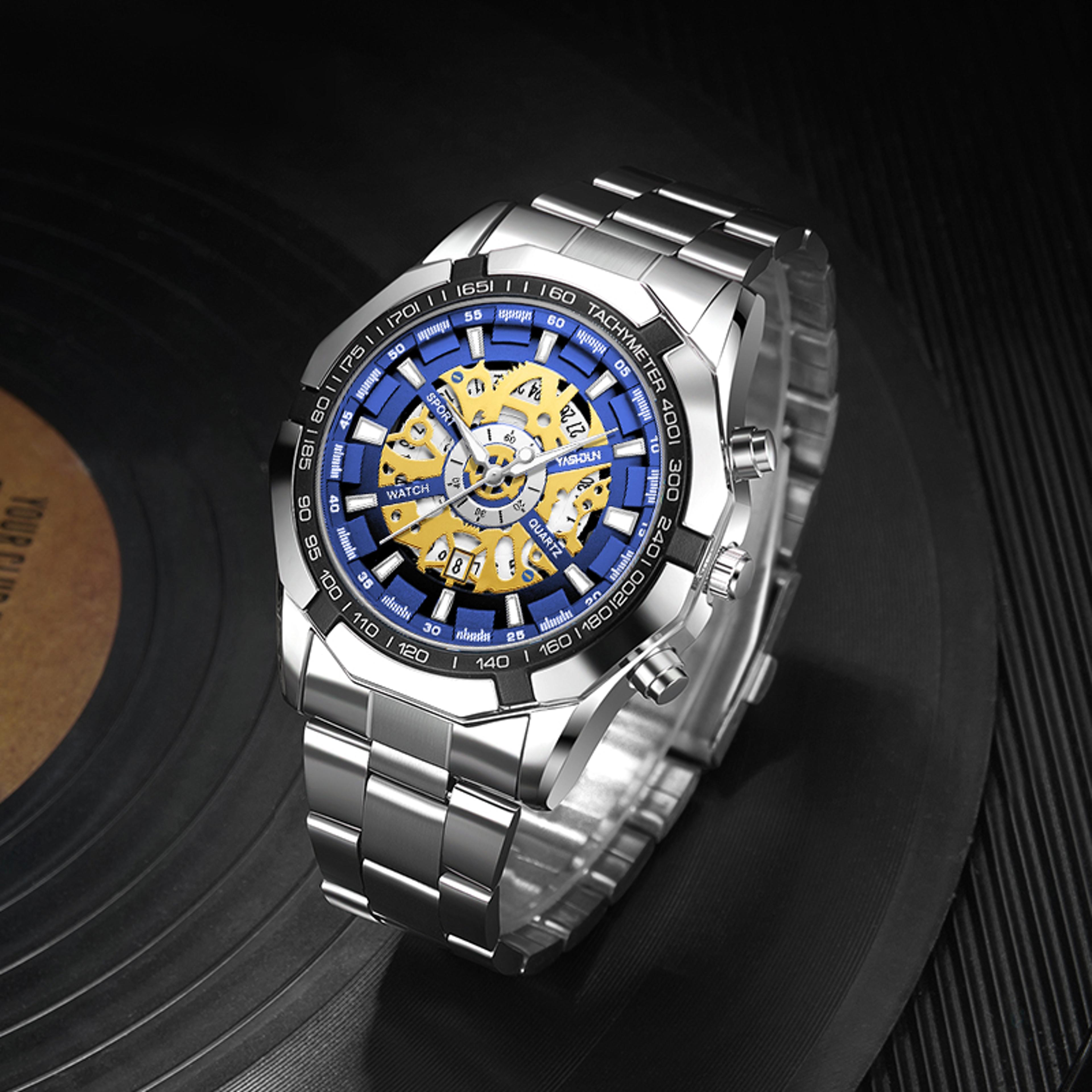 luxury skeleton watch for men luminous military style stainless steel sport watch