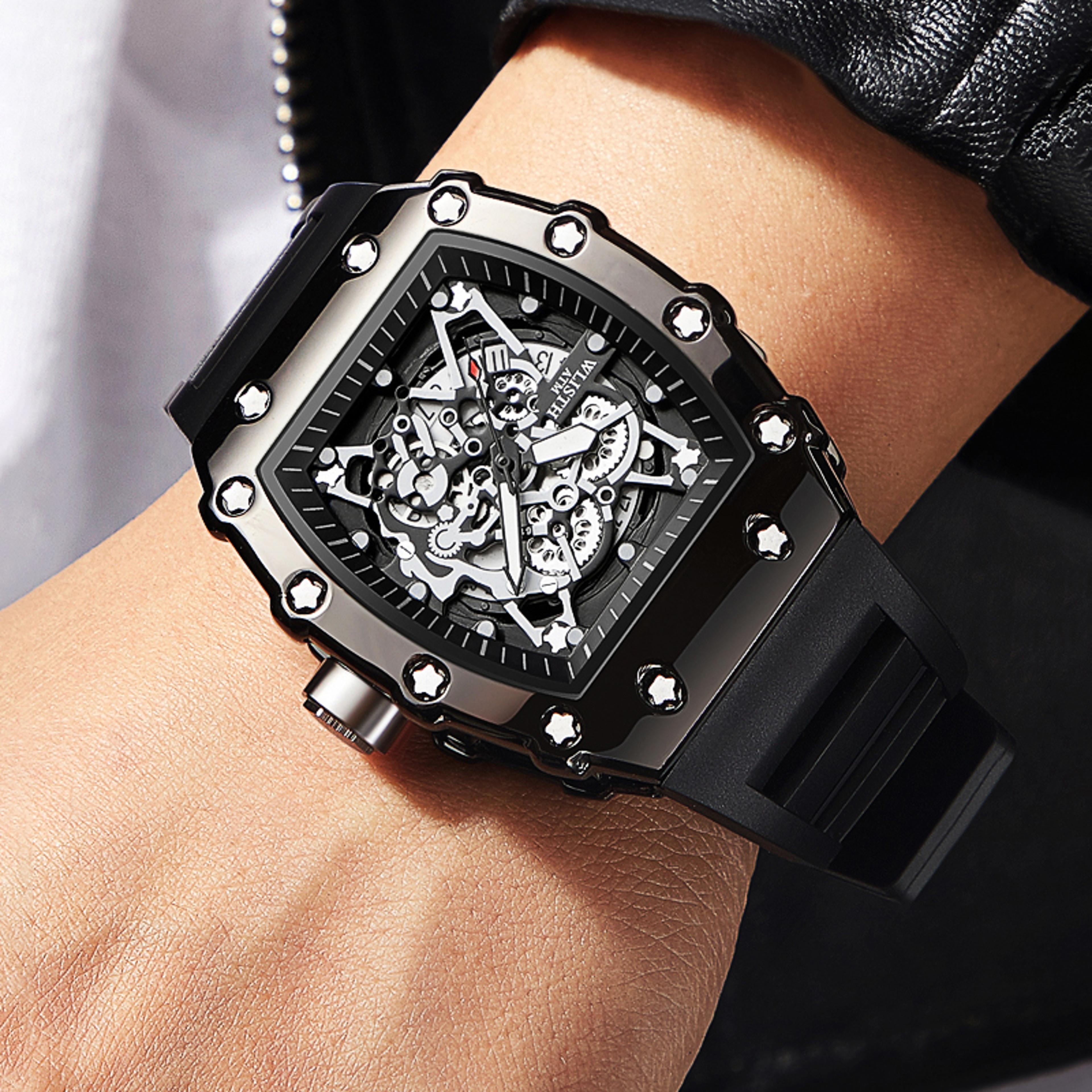 mens barrel shaped quartz watch waterproof sports watch large dial