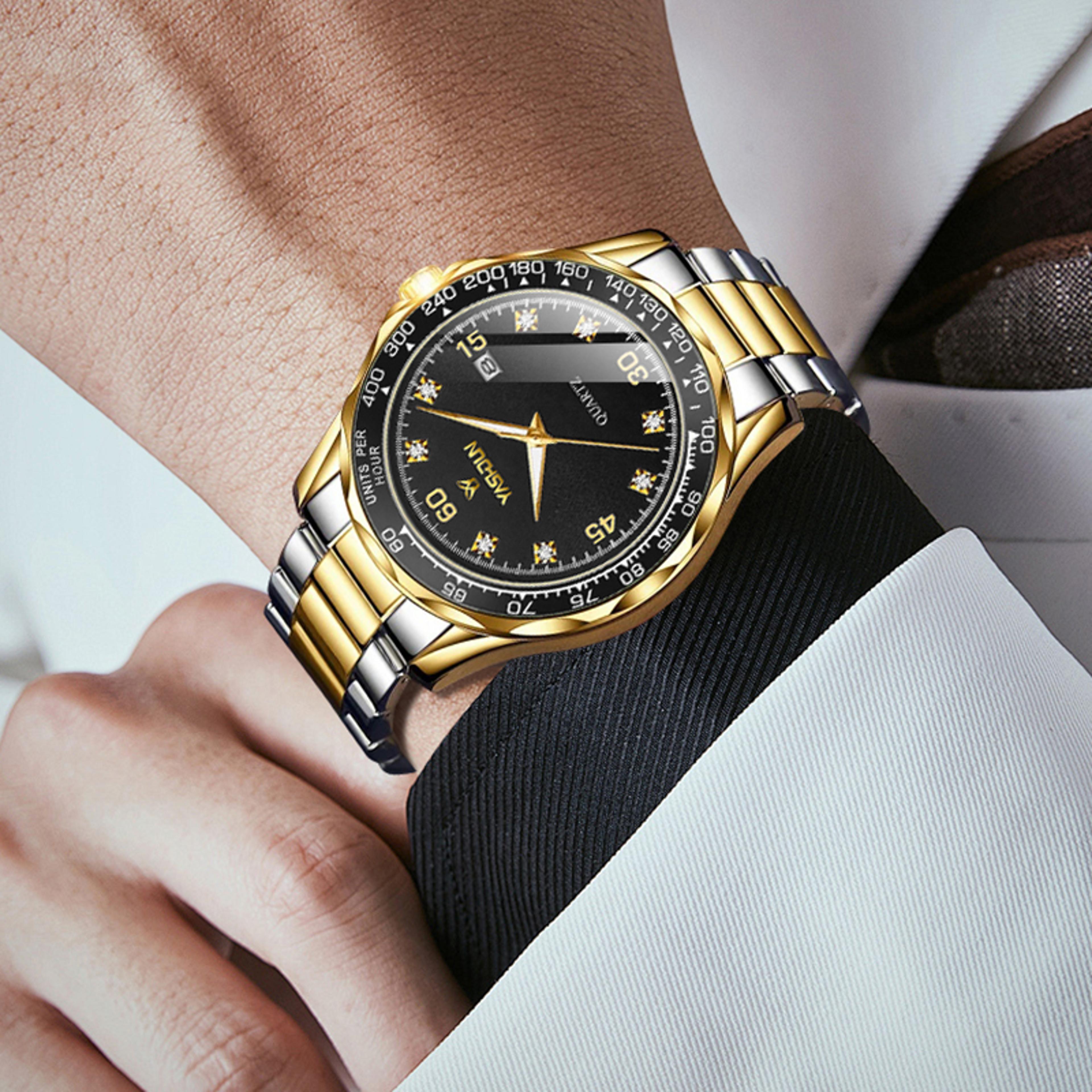 luxury mens quartz sports watch waterproof luminous date stainless steel wristwatch
