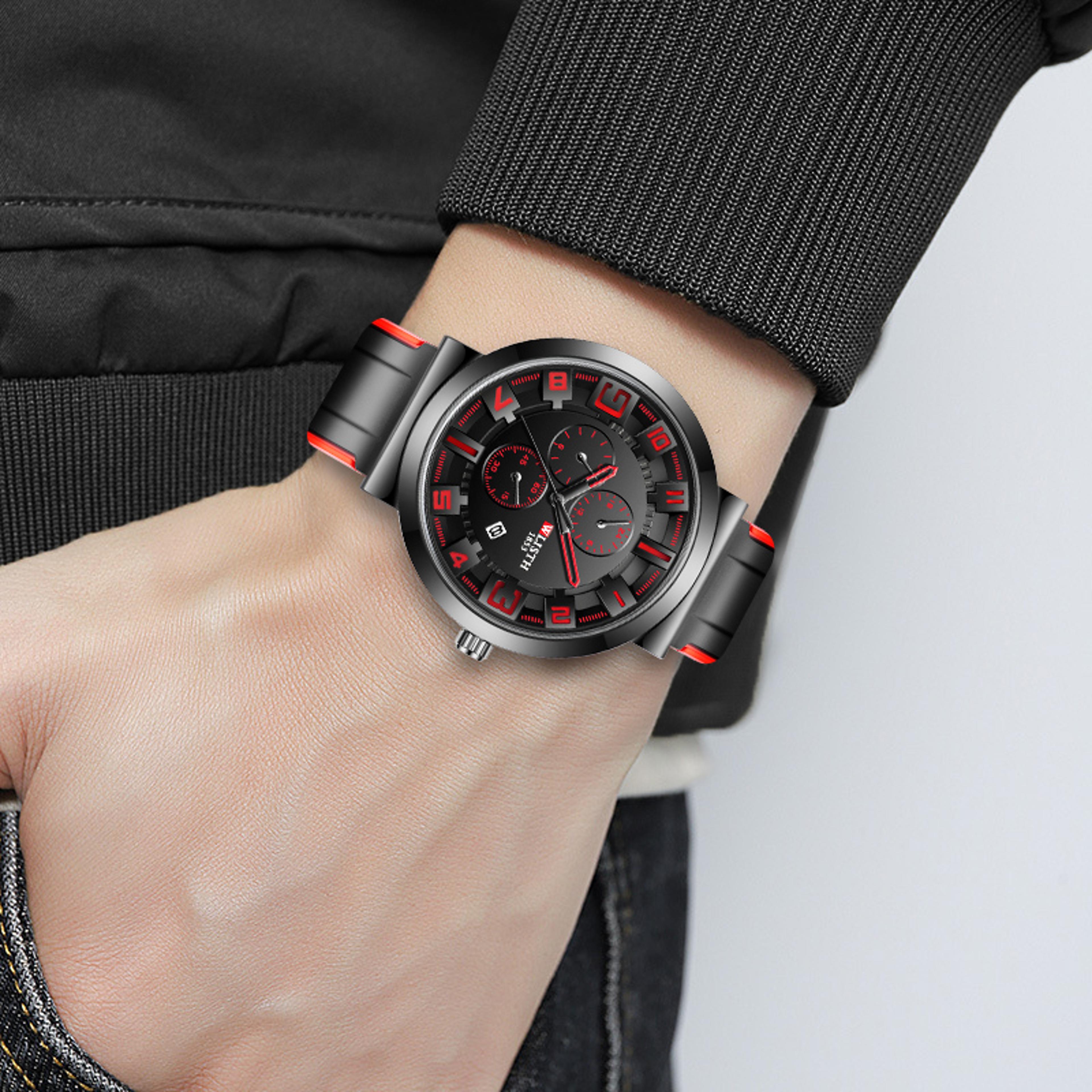 retro mens quartz watch sport wristwatch with silicone strap