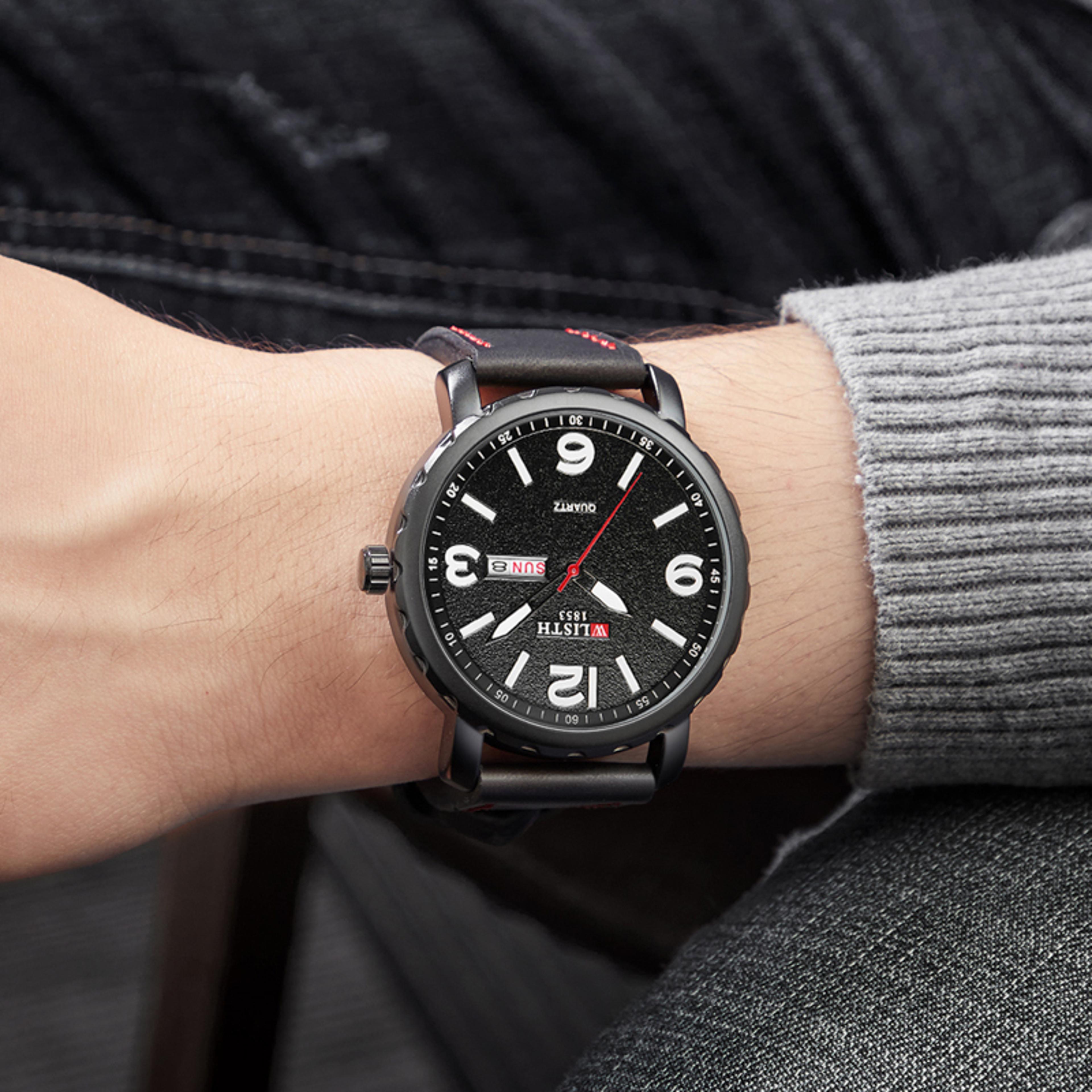 mens quartz leather watch luminous business casual waterproof wristwatch