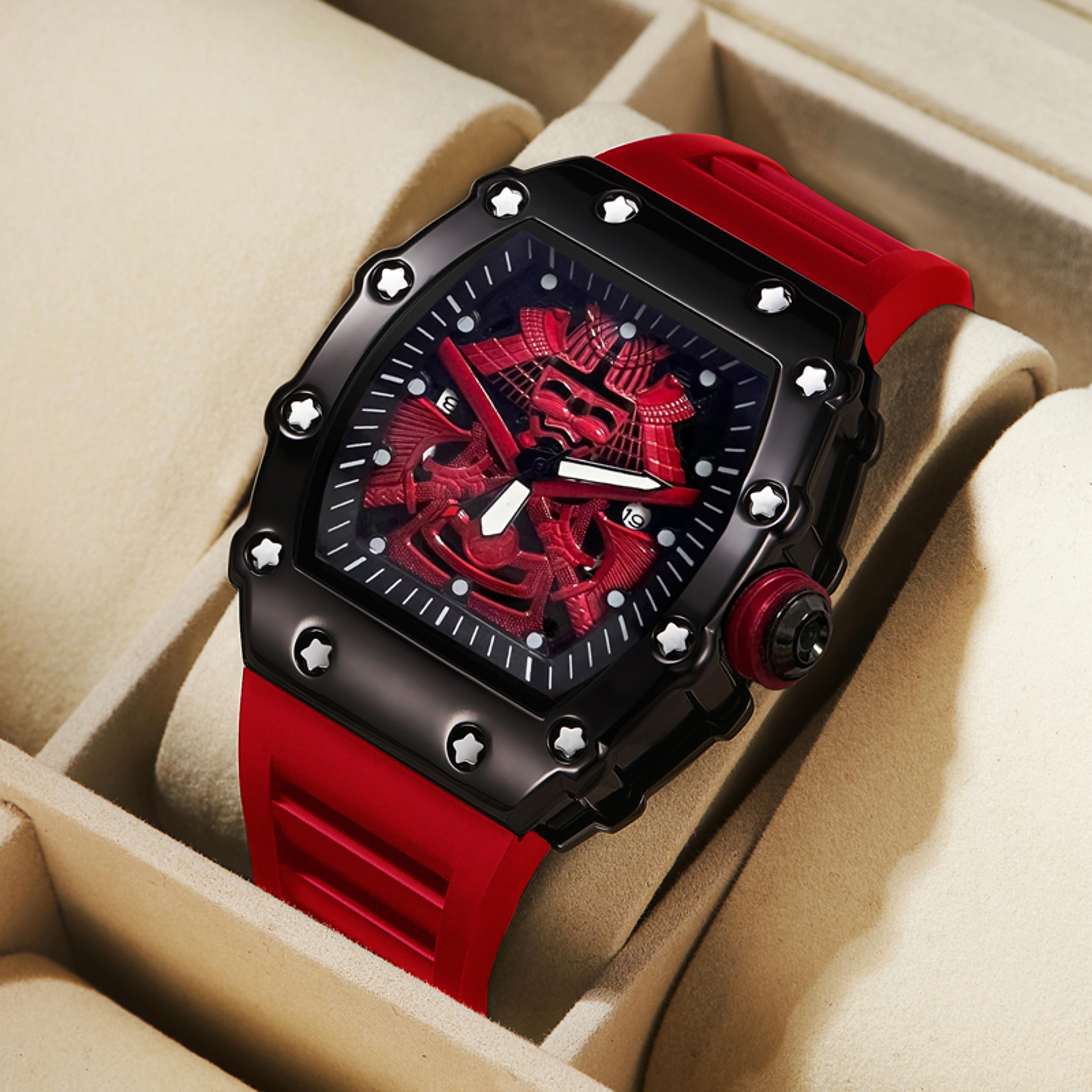mens sports watch waterproof quartz watch with luminous dial and calendar silicone strap
