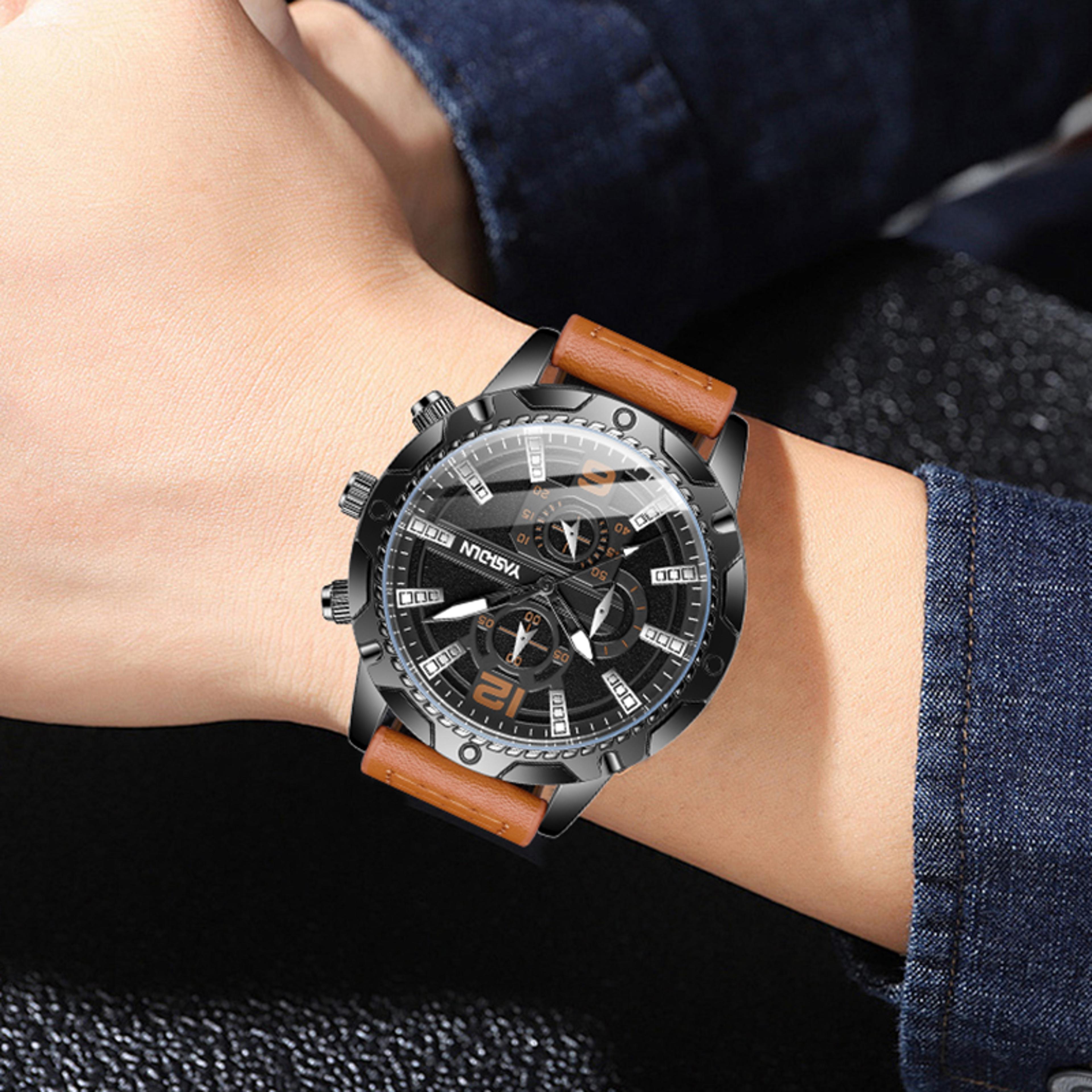 business men leather digital quartz watch stylish business wristwatch for men