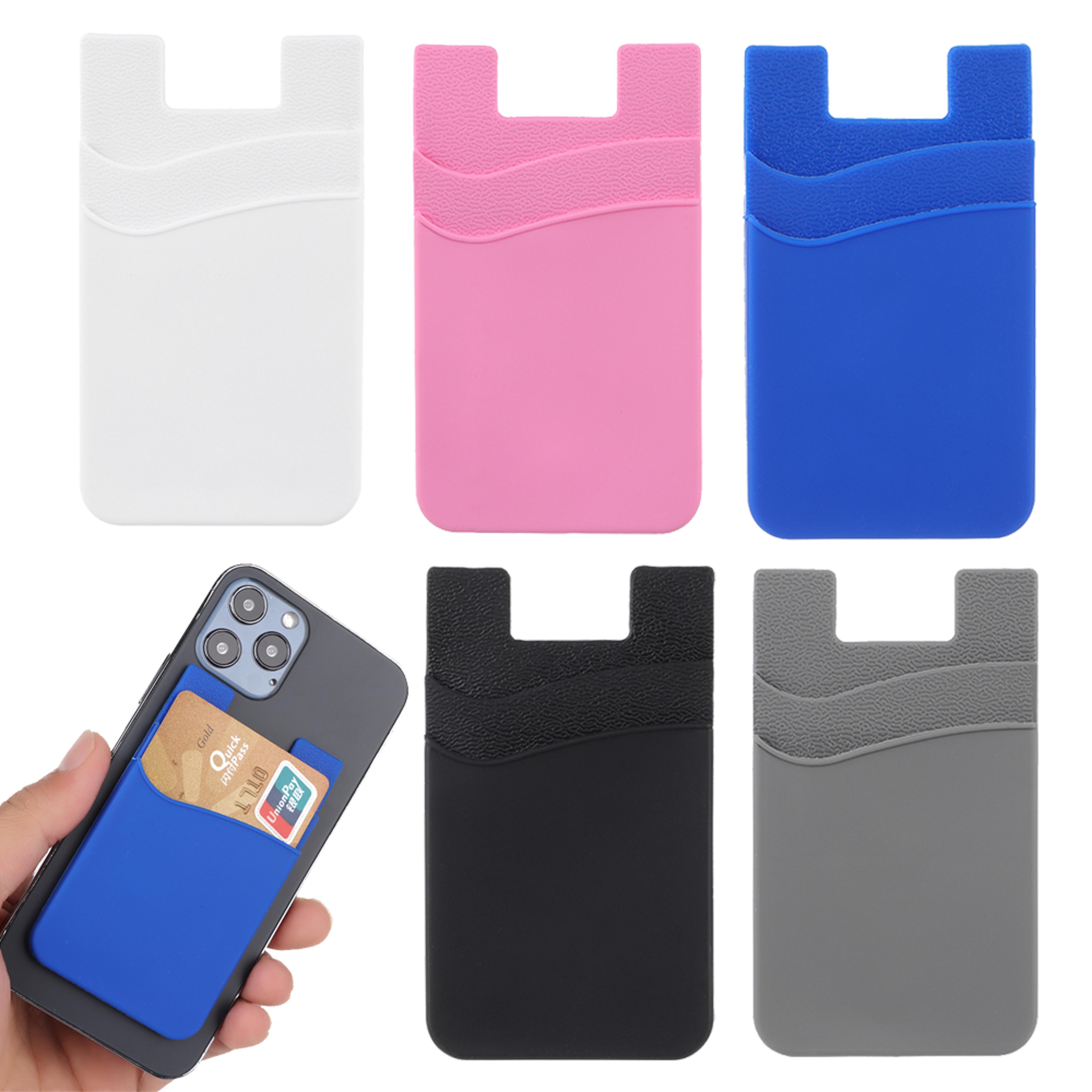 slim silicone phone card holder stick on phone wallet