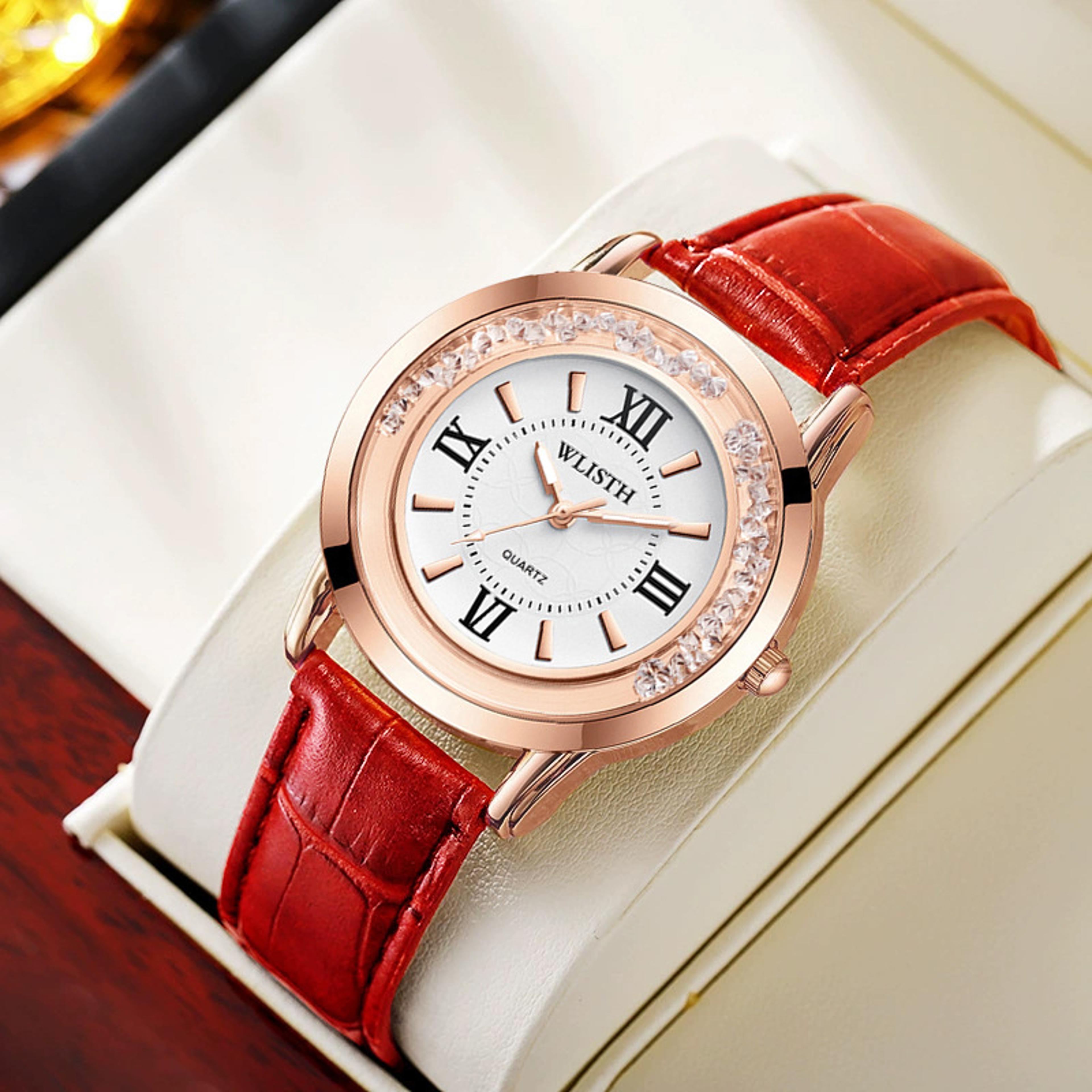 elegant womens leather quartz watch waterproof luminous wristwatch