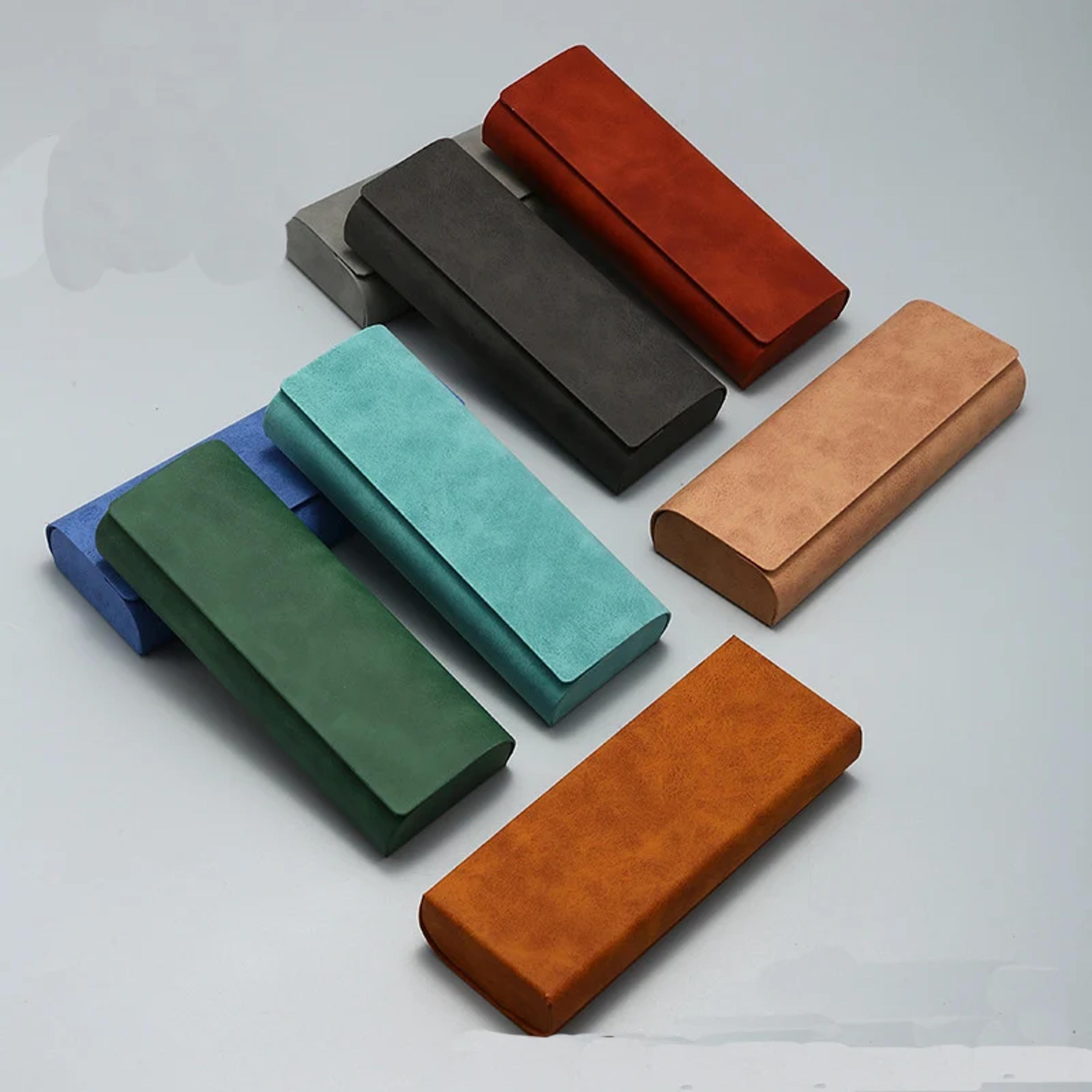 hard shell eyeglass case with polyester exterior and soft interior