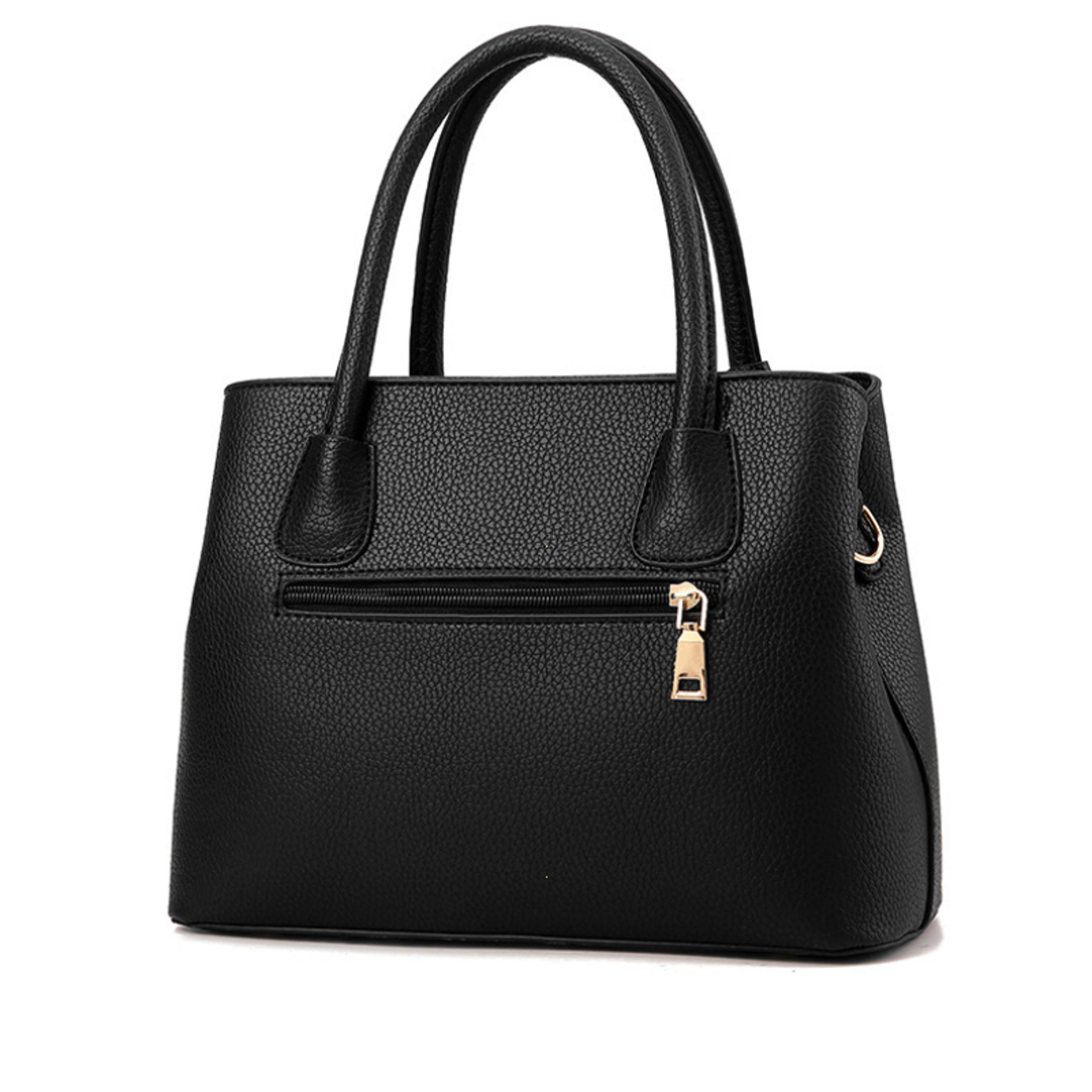 womens pu leather tote bag with zipper closure and interior pockets
