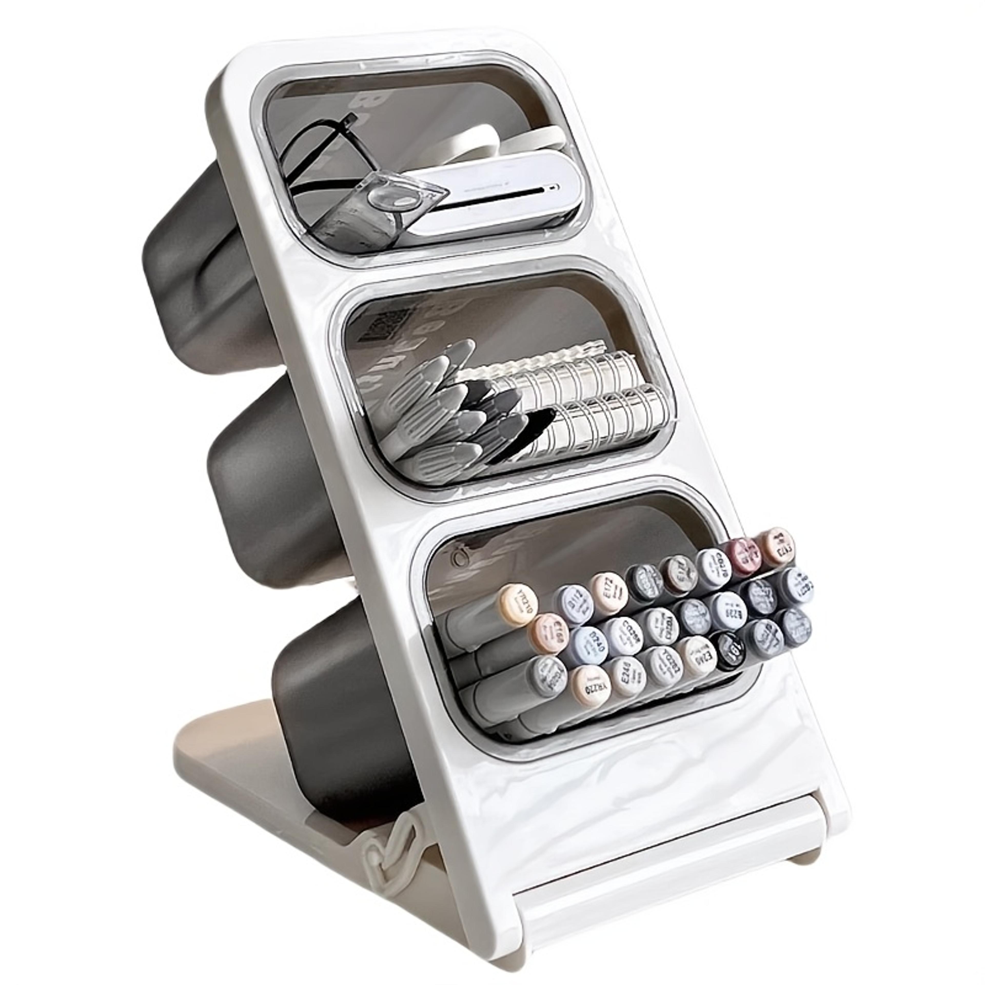 large capacity desk organizer plastic oblique pen and pencil holder