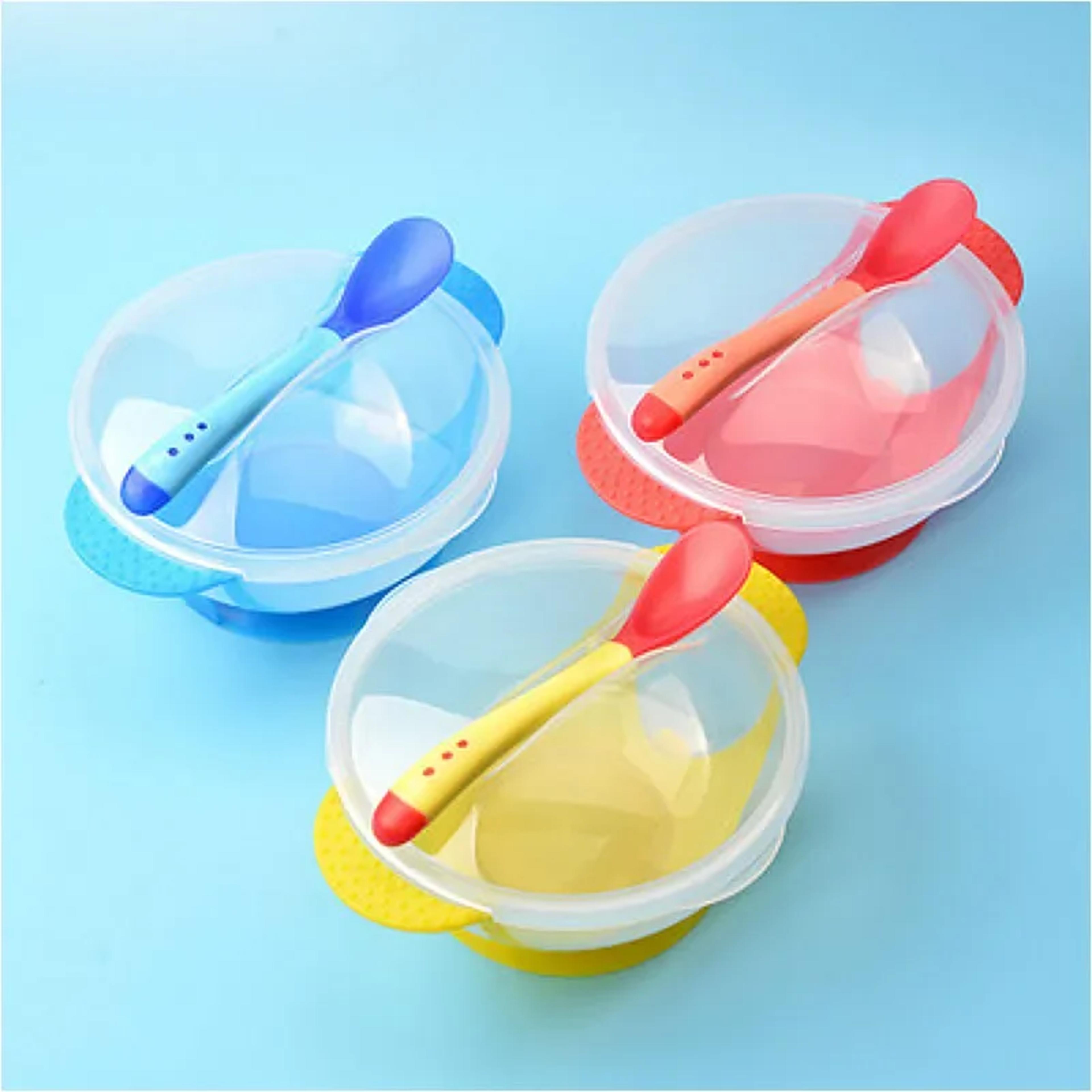 silicone baby training bowl with suction cup and spoon
