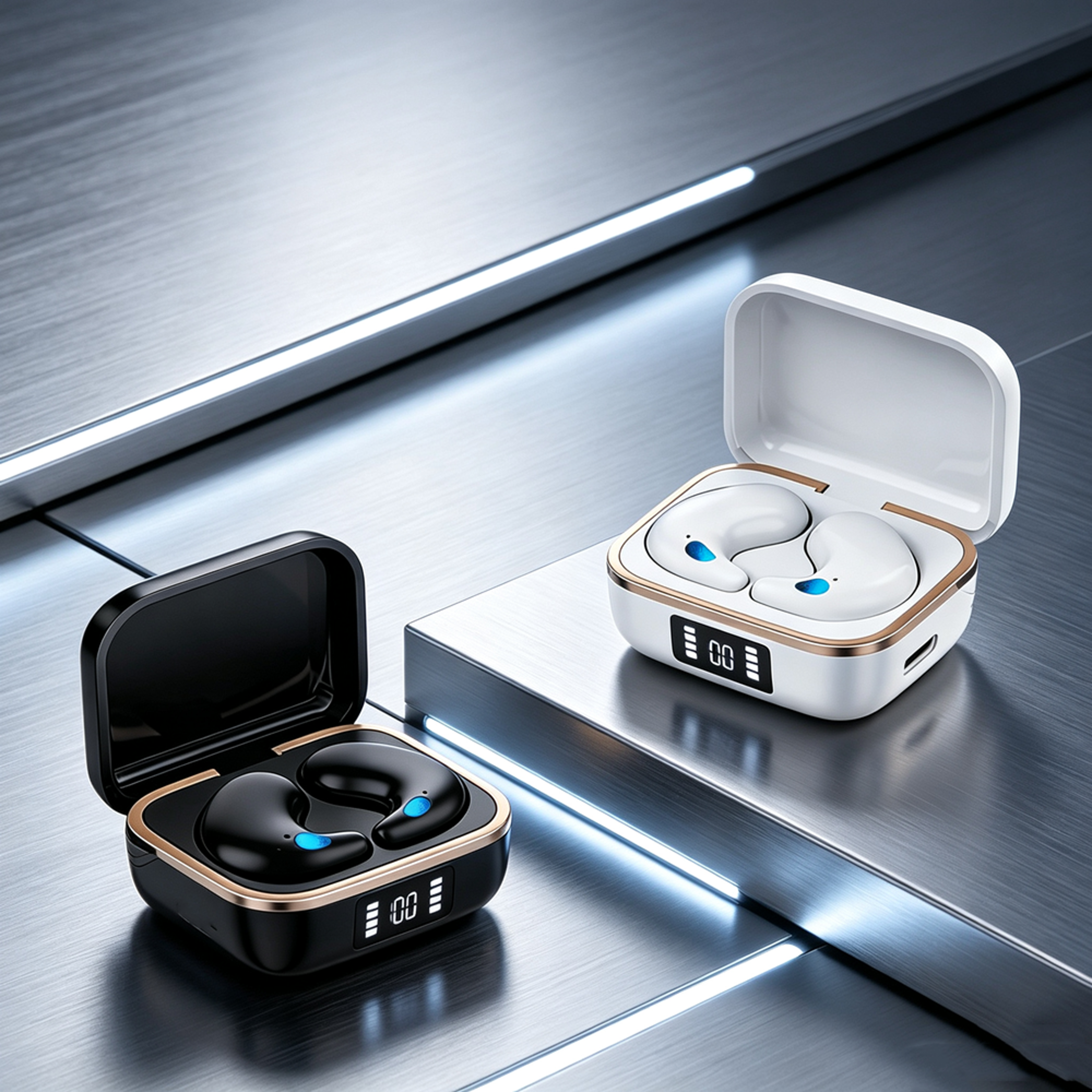 bluetooth earbuds with active noise cancellation and charging case