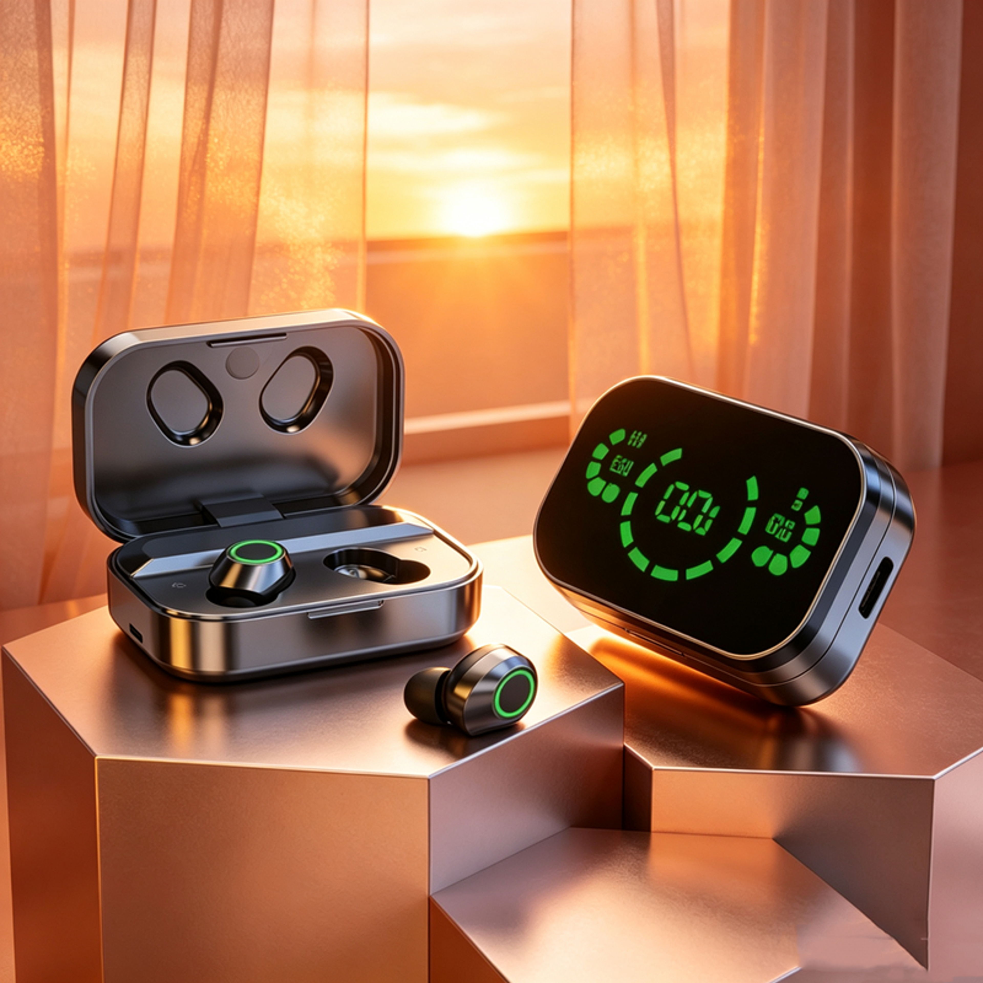 bluetooth tws wireless earbuds with led display and active noise cancellation