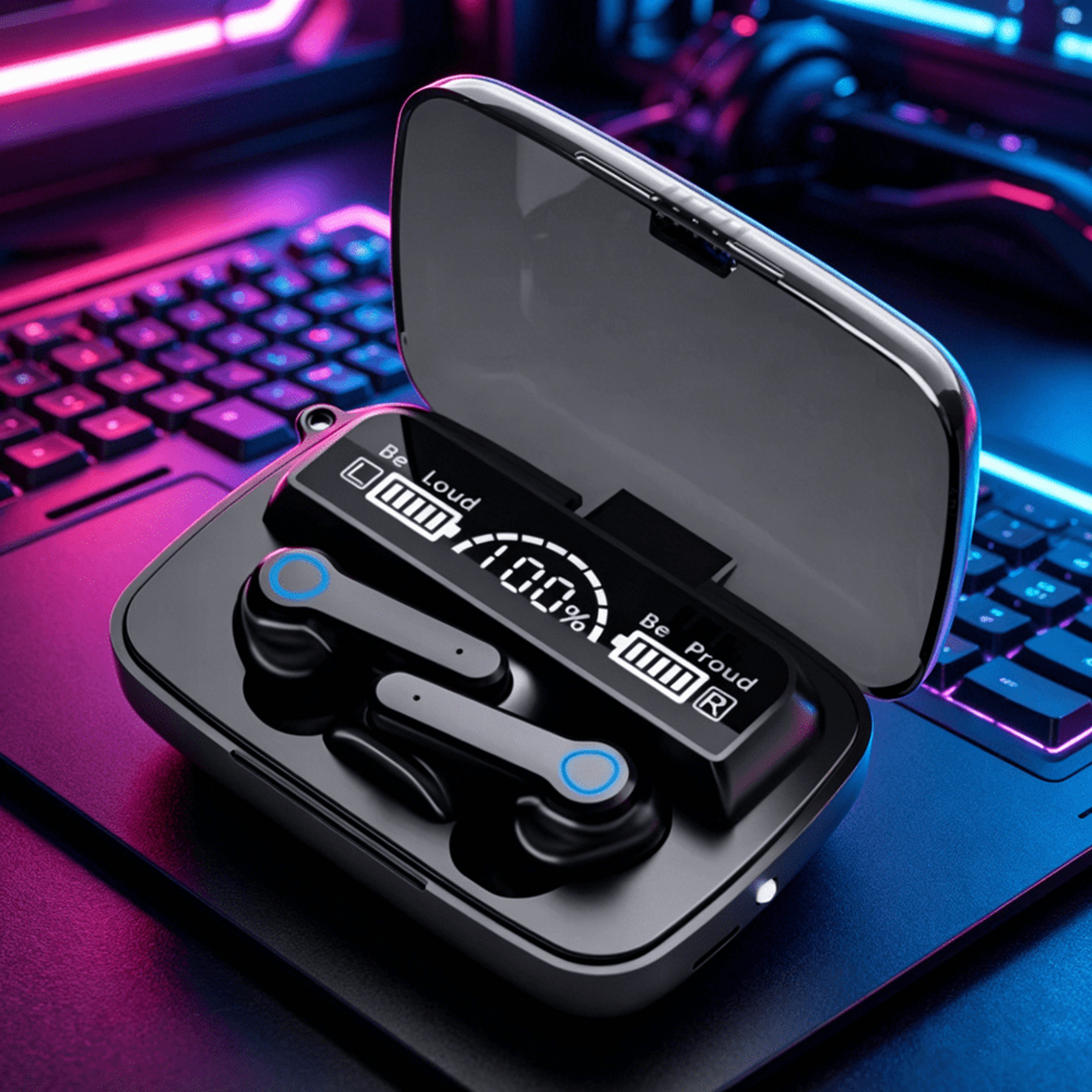 bluetooth tws in-ear earbuds with led digital display and active noise cancellation