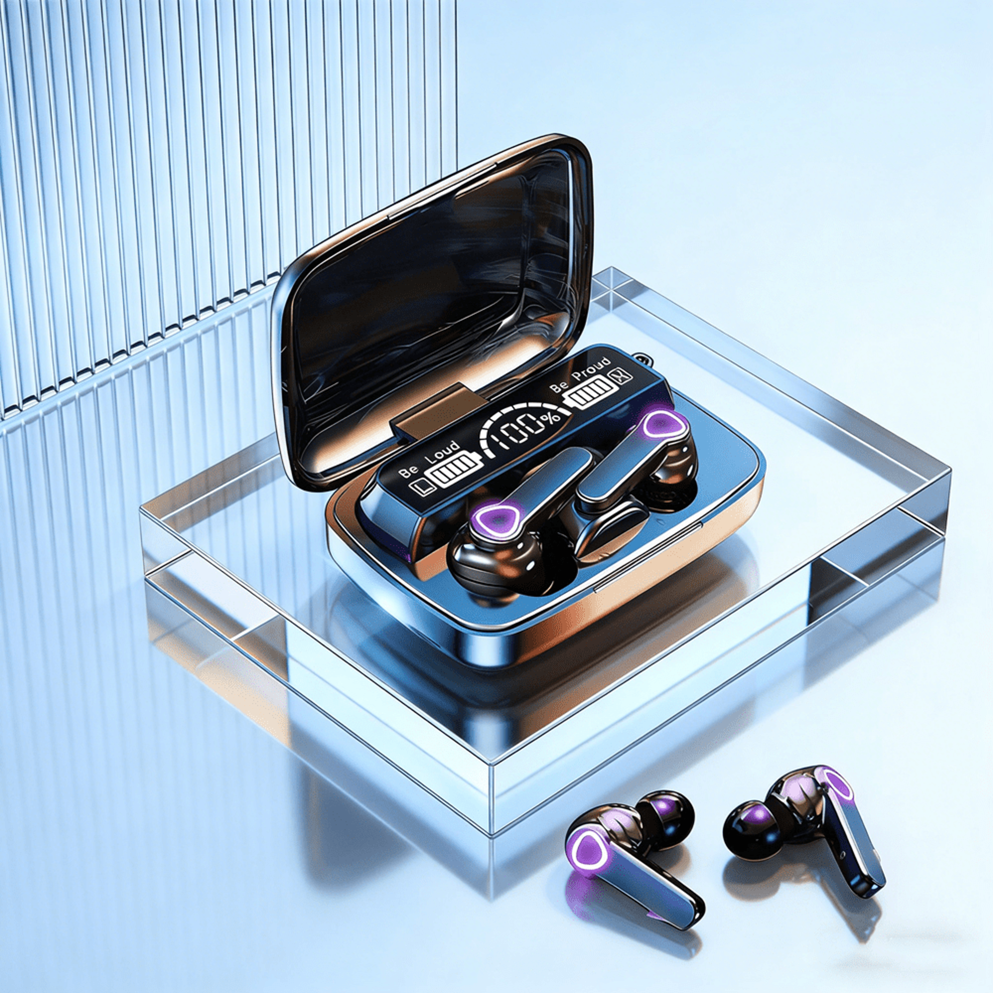 bluetooth tws wireless earbuds with active noise cancellation and led display