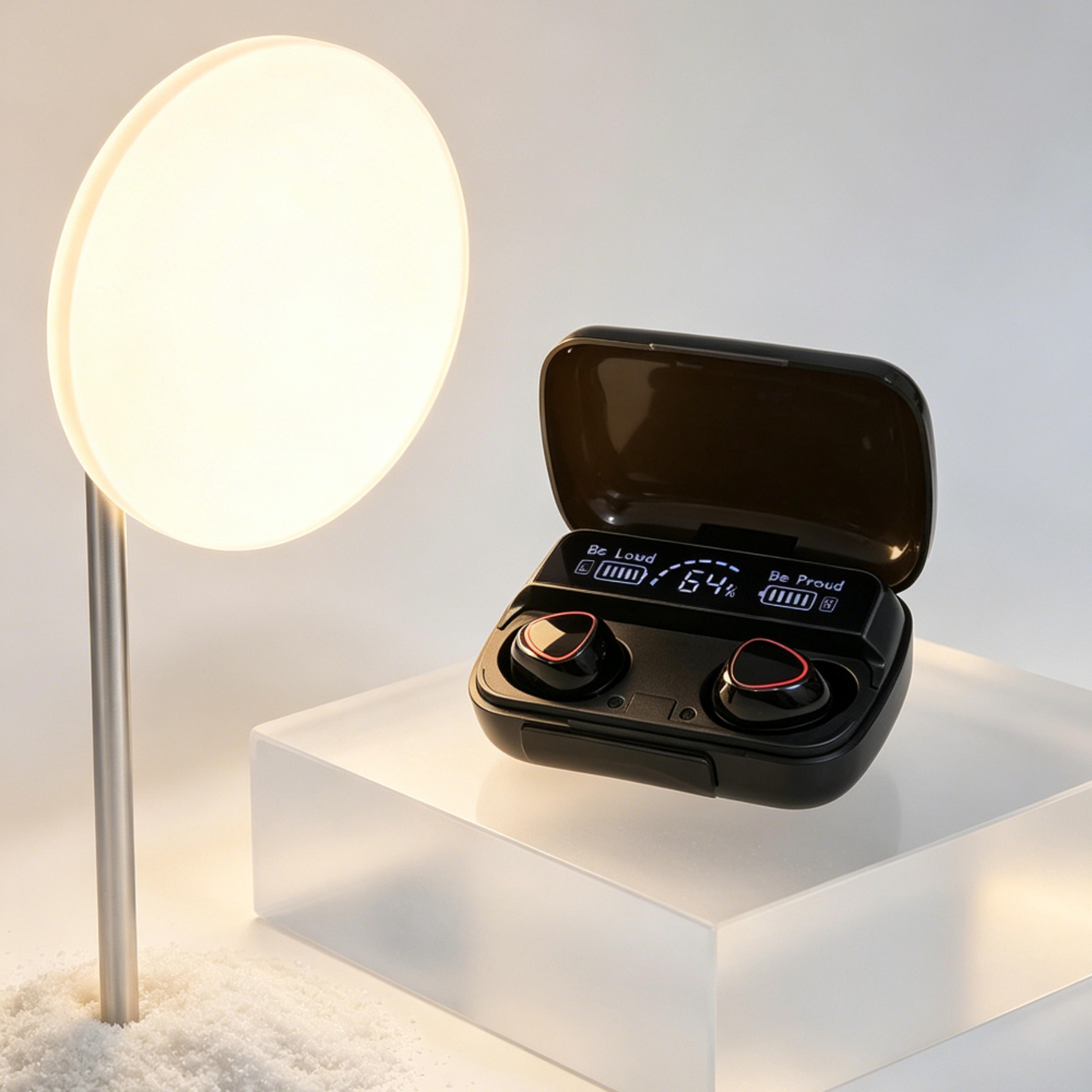 tws bluetooth wireless earbuds with led display and active noise cancellation