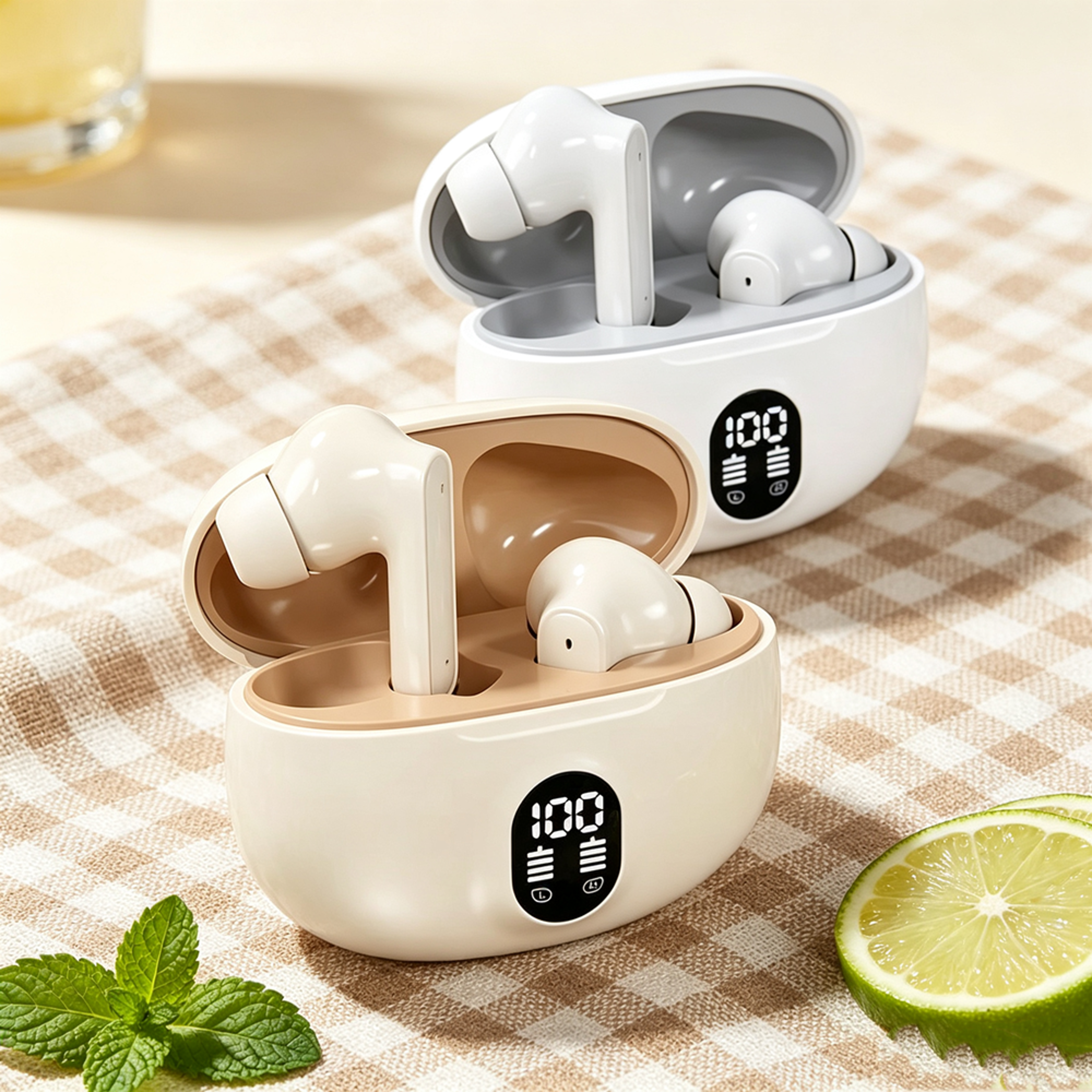 wireless bluetooth earbuds with active noise cancellation and built in microphone