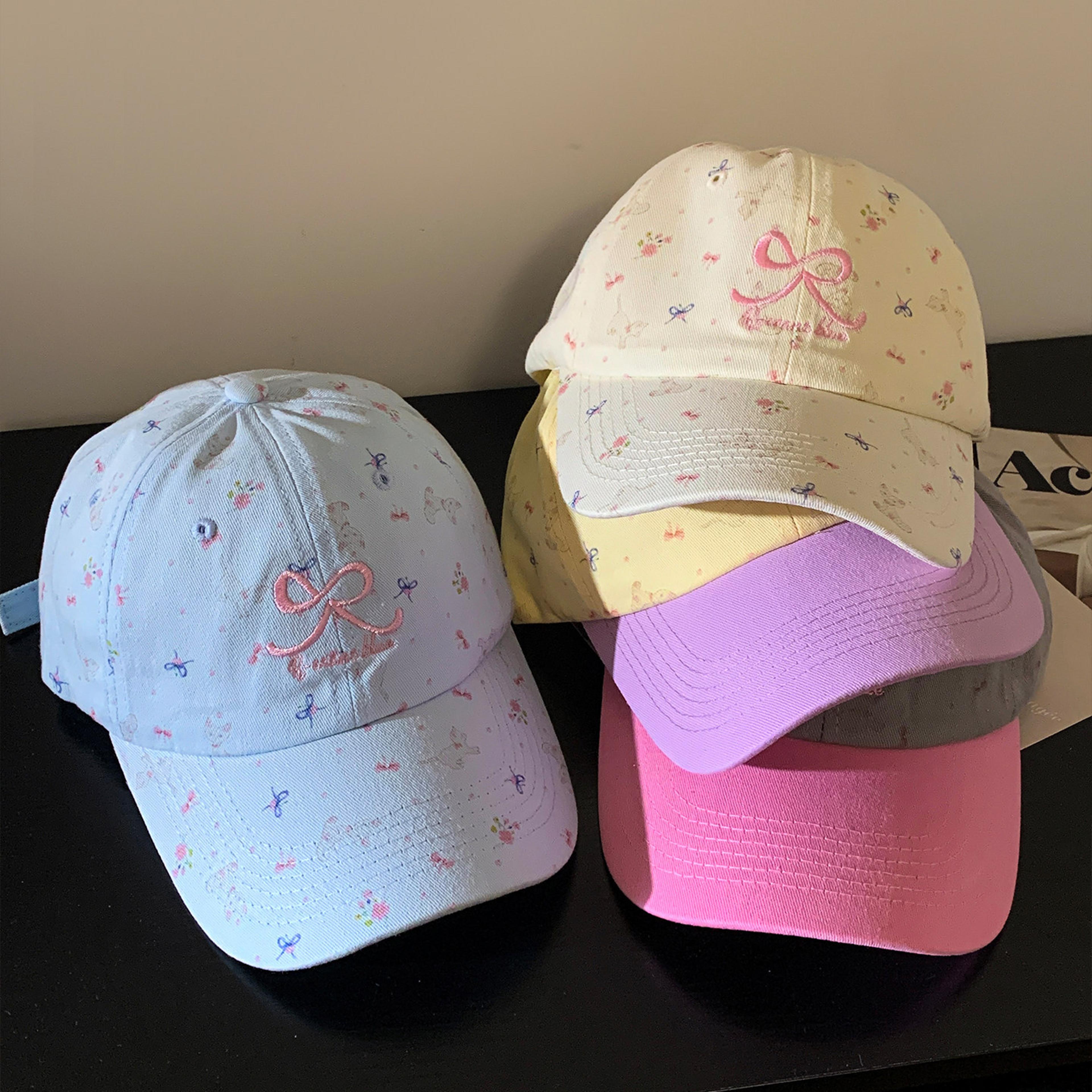 women sweet bowknot baseball cap casual soft cotton snapback outdoor sun protection hat