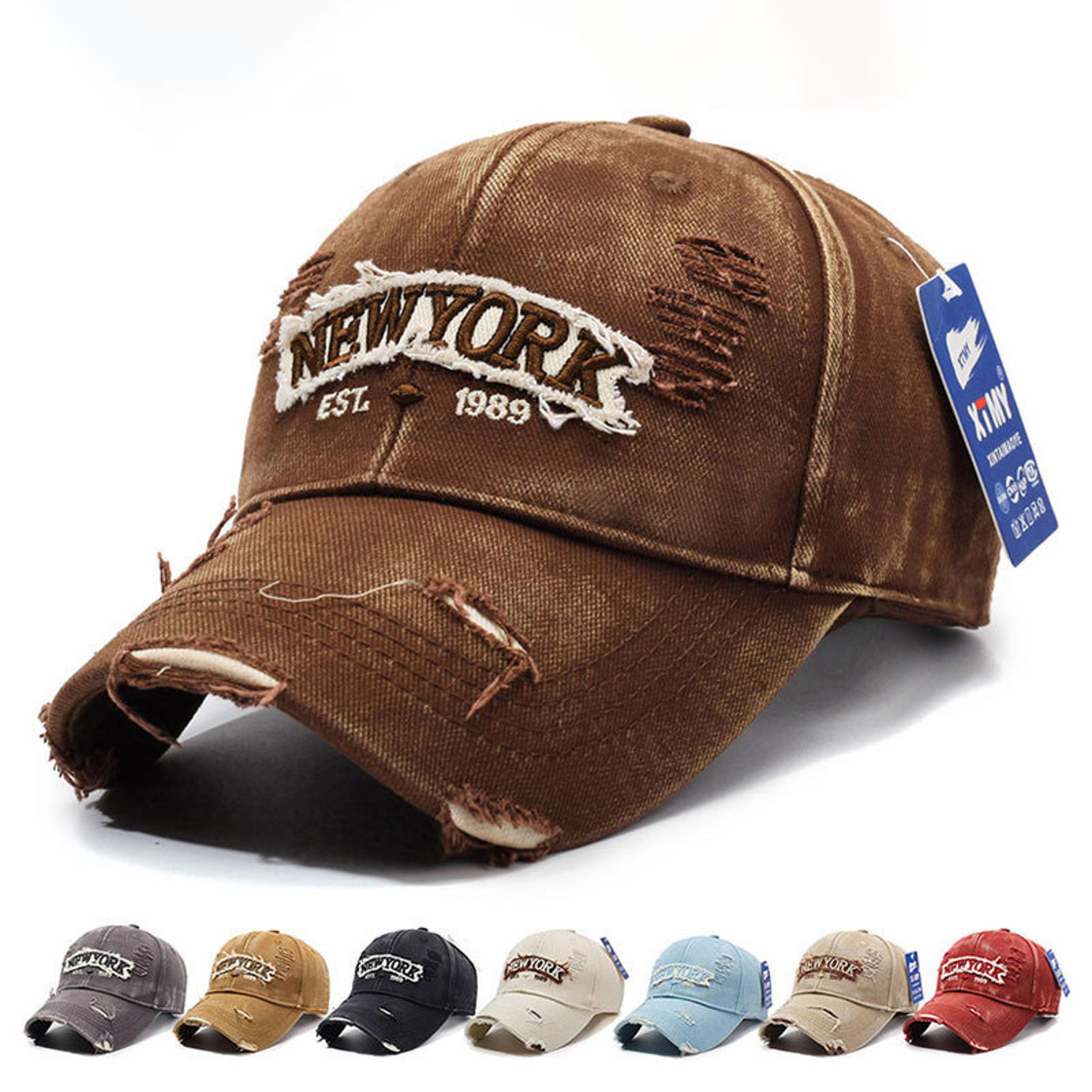 washed cotton broken hole embroidery baseball cap sunscreen hat adjustable strap casual outdoor headwear