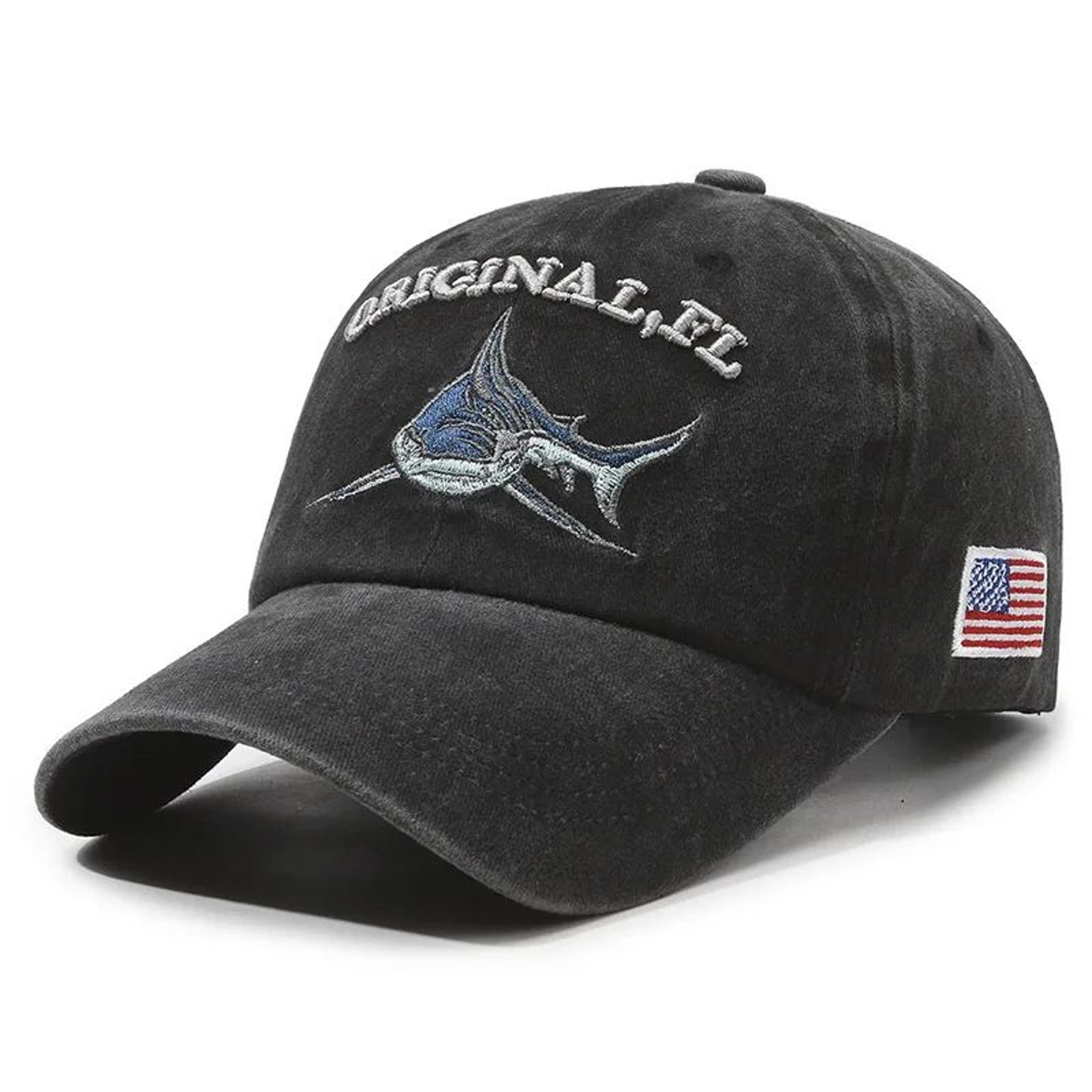 washed cotton american flag shark baseball cap adjustable snapback dad hat