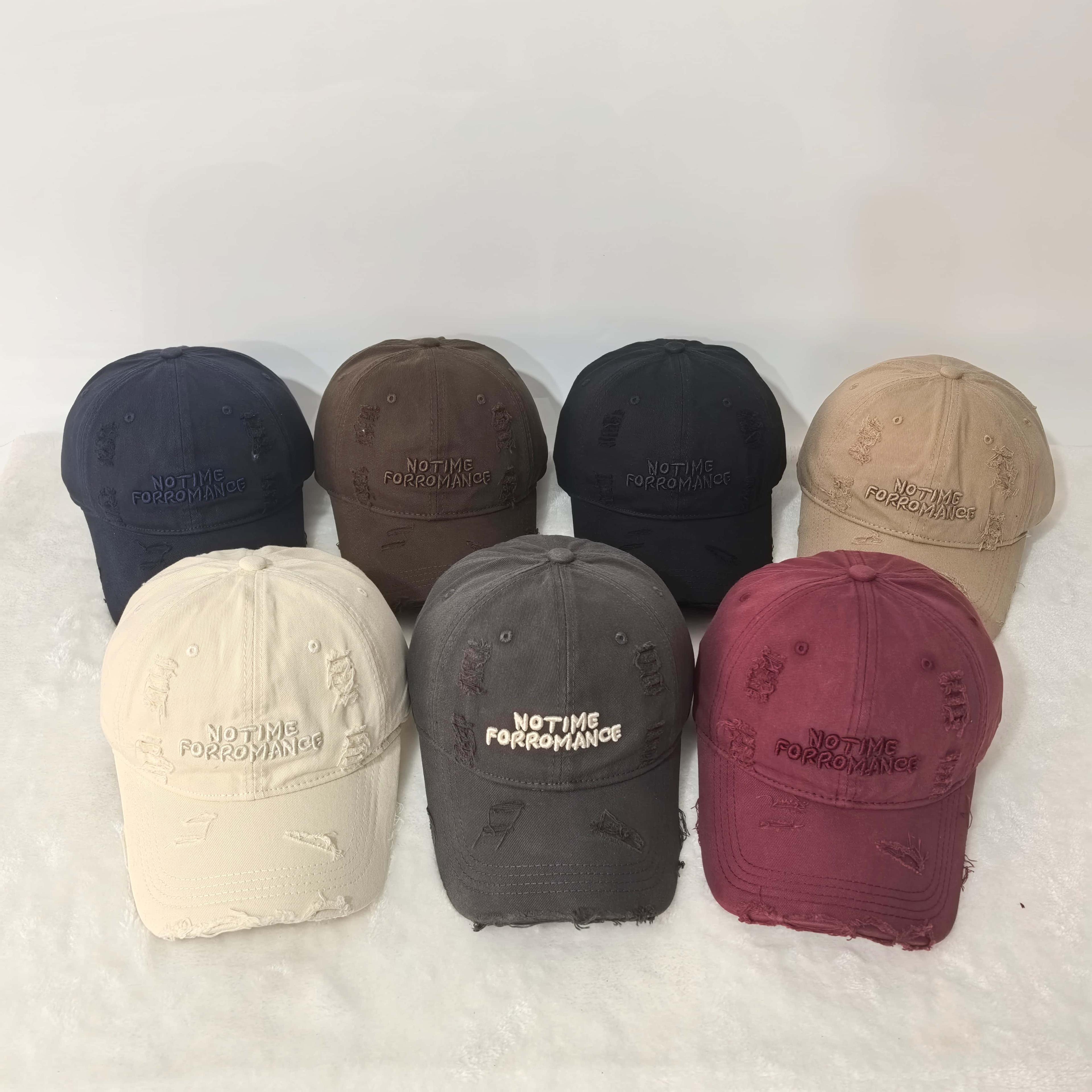 washed vintage distressed embroidery baseball cap retro frayed unisex casual hat
