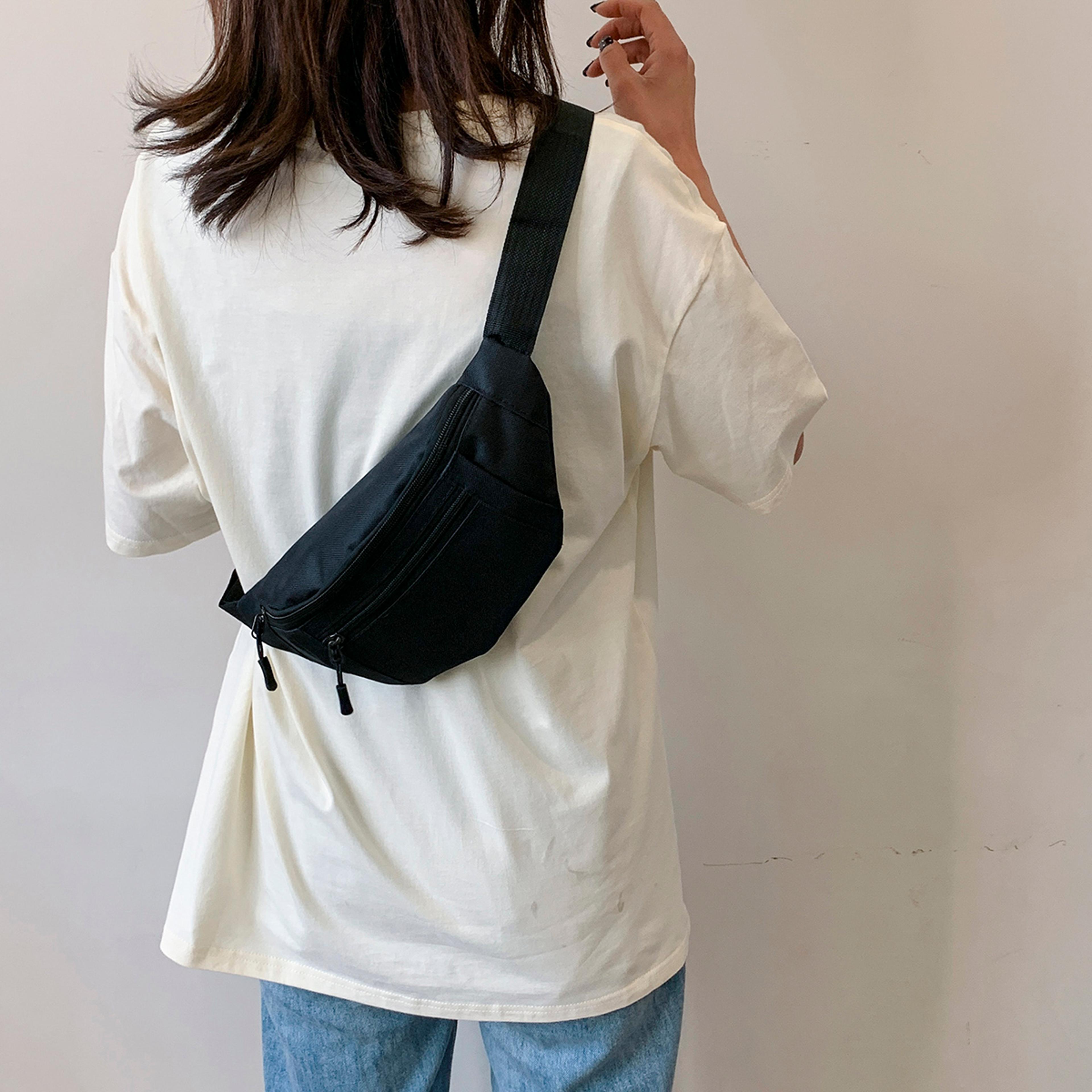 unisex nylon fanny pack casual crossbody waist bag with zipper closure