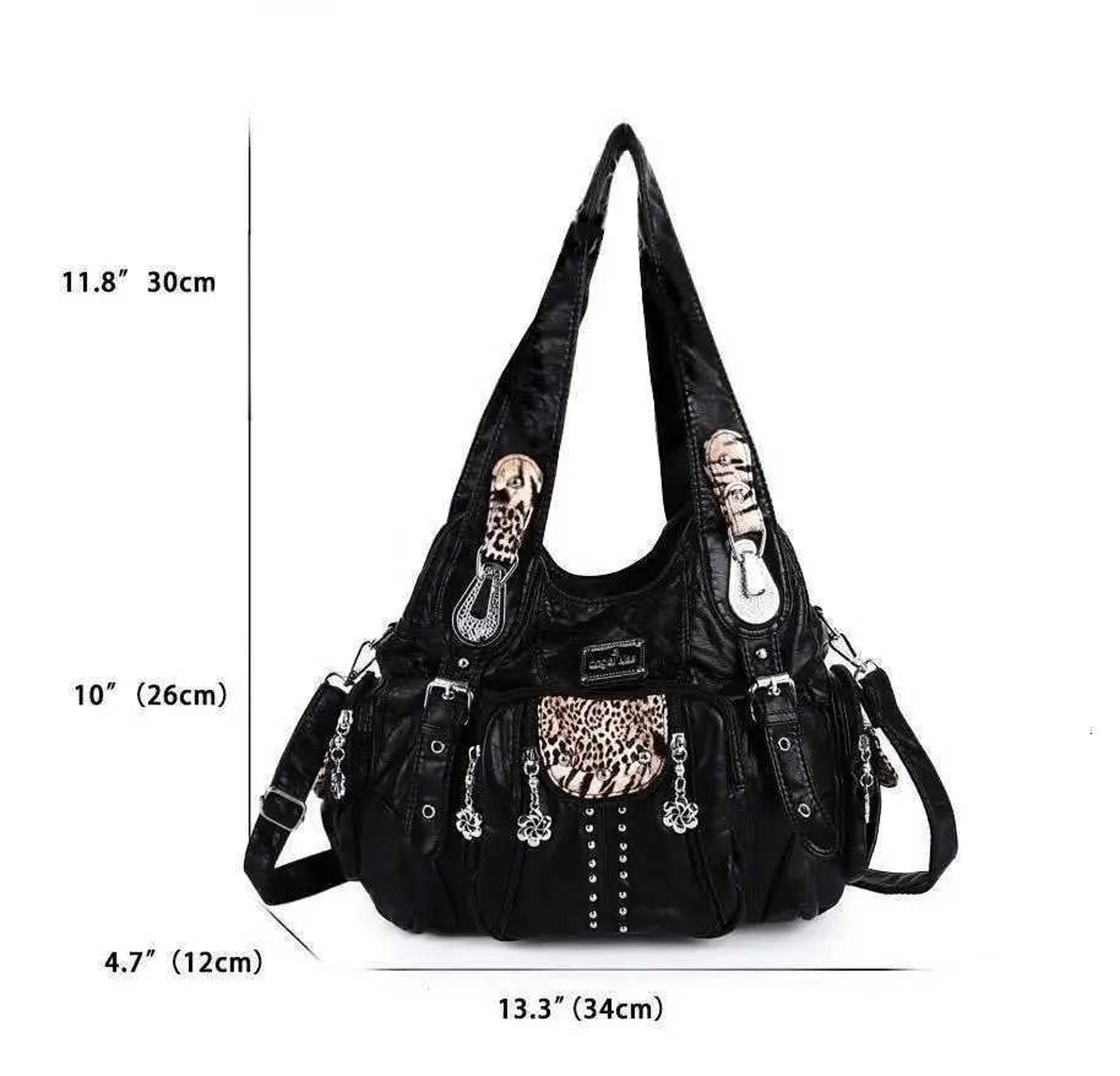 large pu leather shoulder handbag with adjustable strap and zipper closure