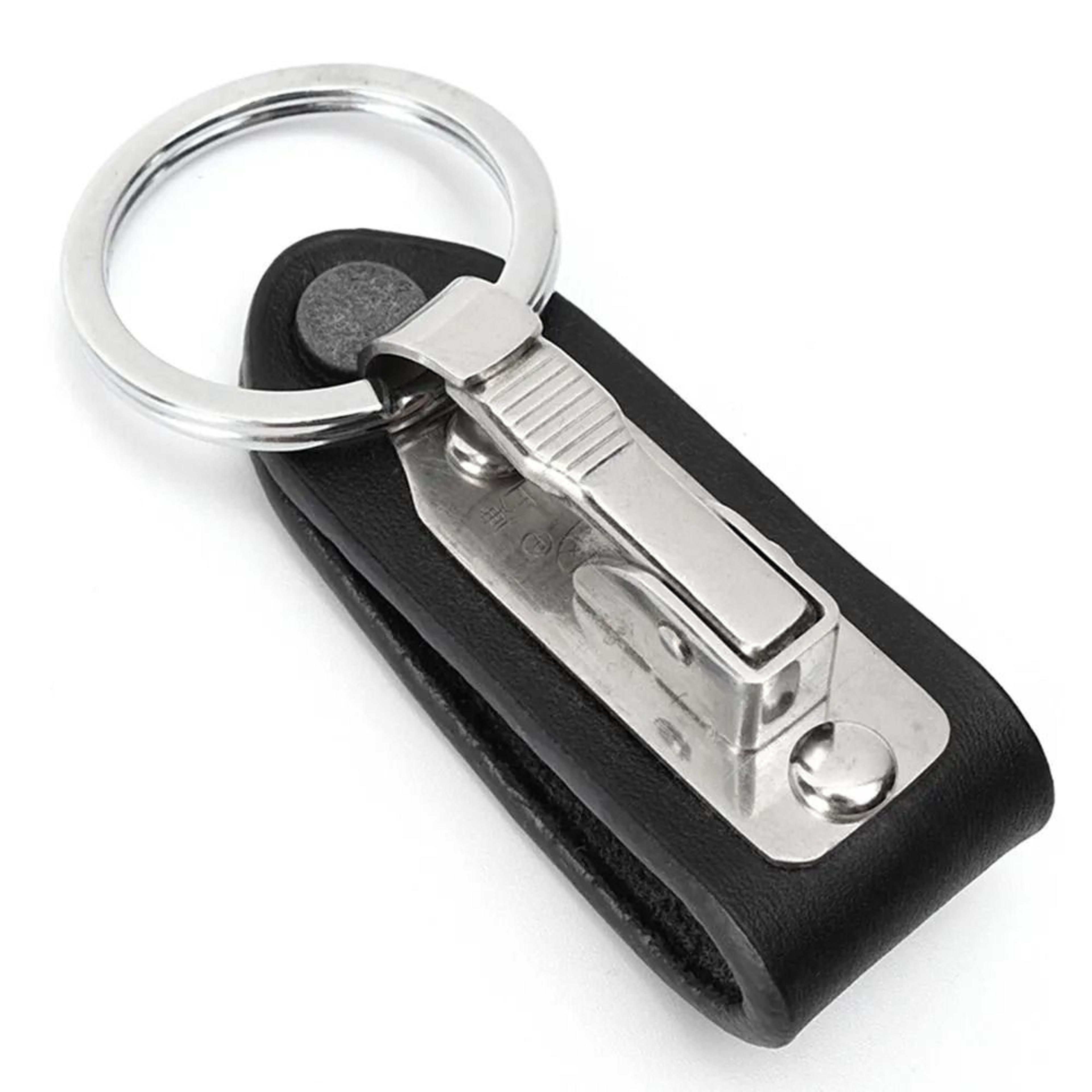 genuine leather belt clip keychain with detachable key ring