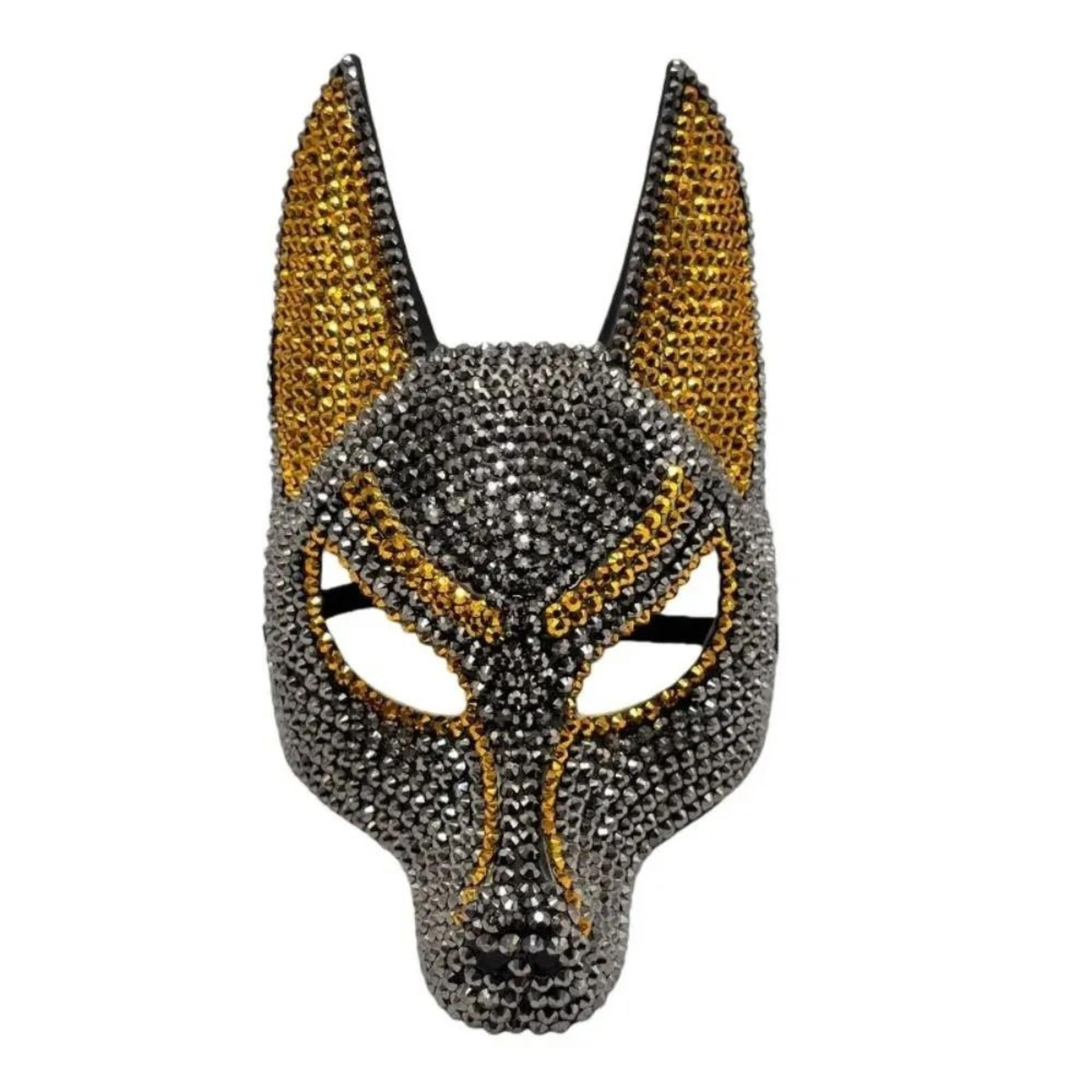 shiny rhinestone anubis halloween mask for costume parties and dress up